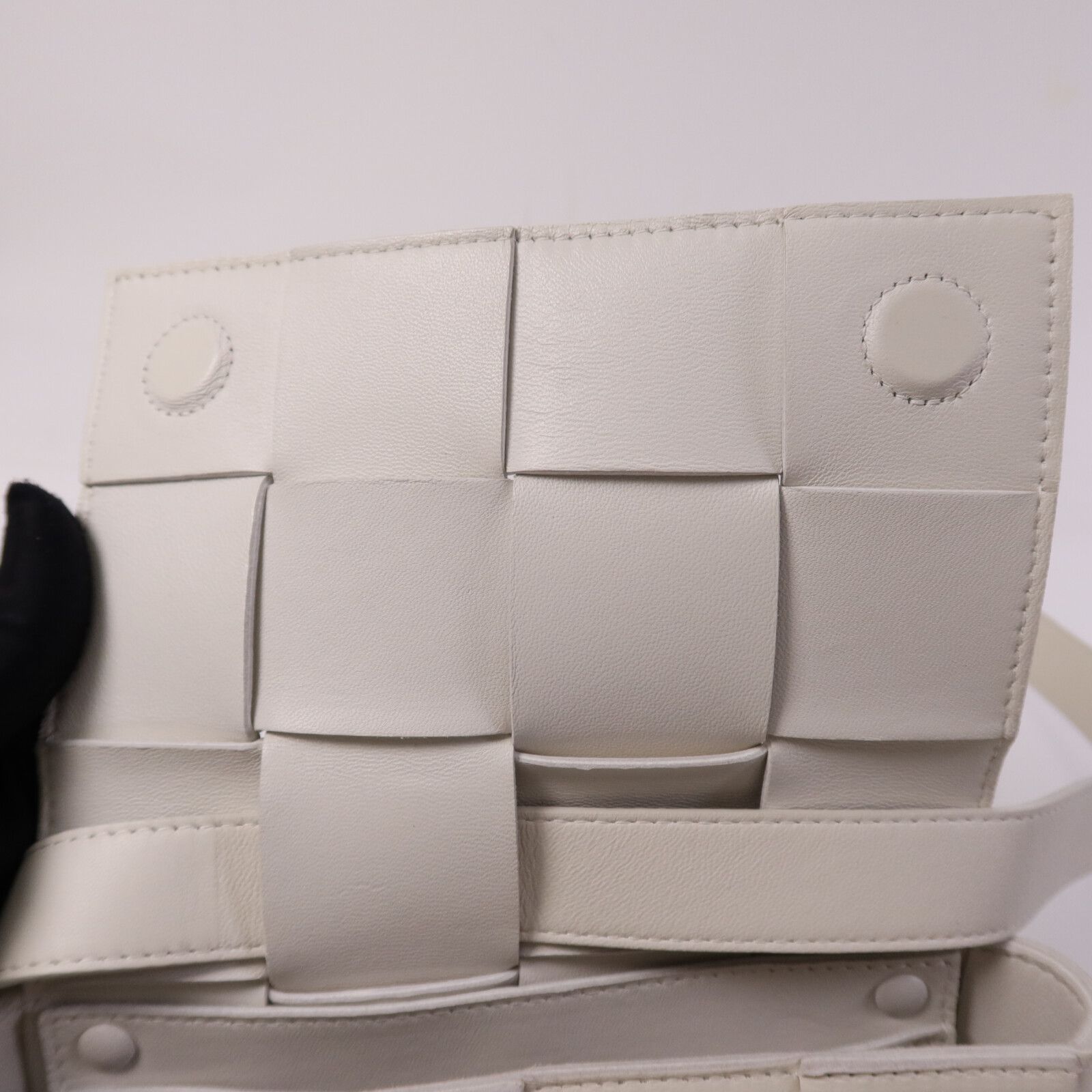 Cowhide Leather Cassette Bag Shoulder Back Bag White Calfskin (cowhide) — view 14