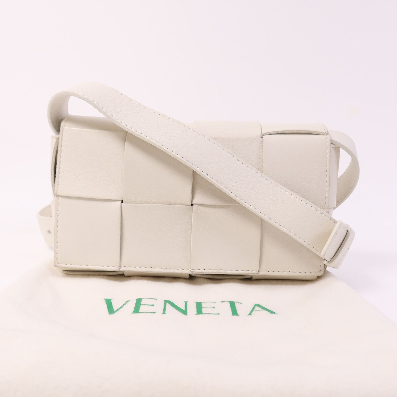 Cowhide Leather Cassette Bag Shoulder Back Bag White Calfskin (cowhide) — view 9