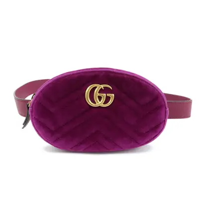 GG Marmont Double G Velvet Leather Waist Pouch Body Bag 476434