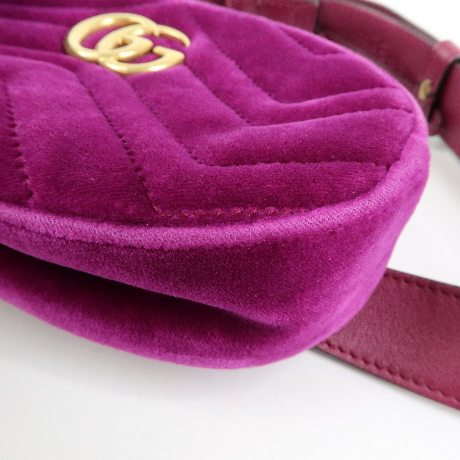 GG Marmont Double G Velvet Leather Waist Pouch Body Bag 476434 — view 12