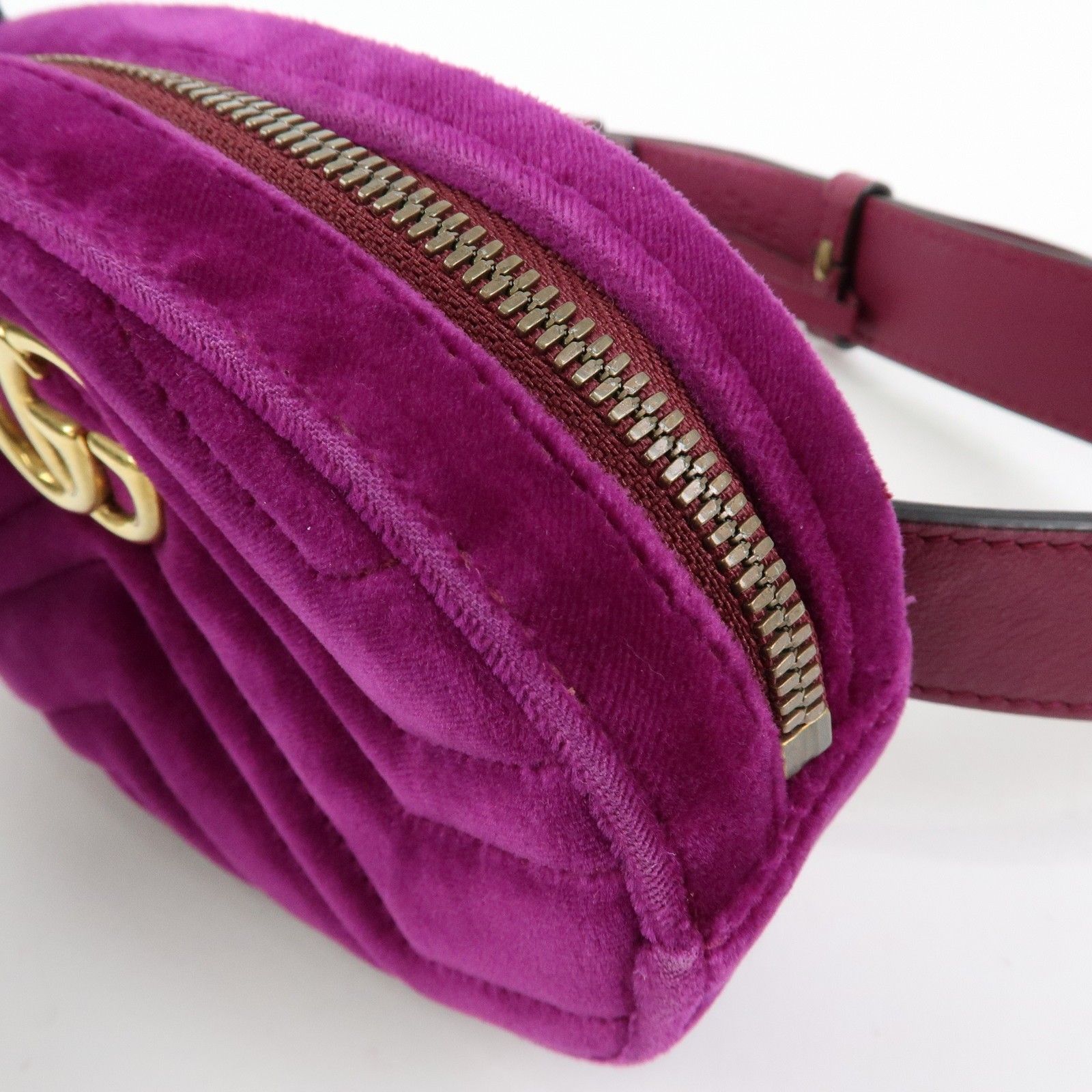 GG Marmont Double G Velvet Leather Waist Pouch Body Bag 476434 — view 17