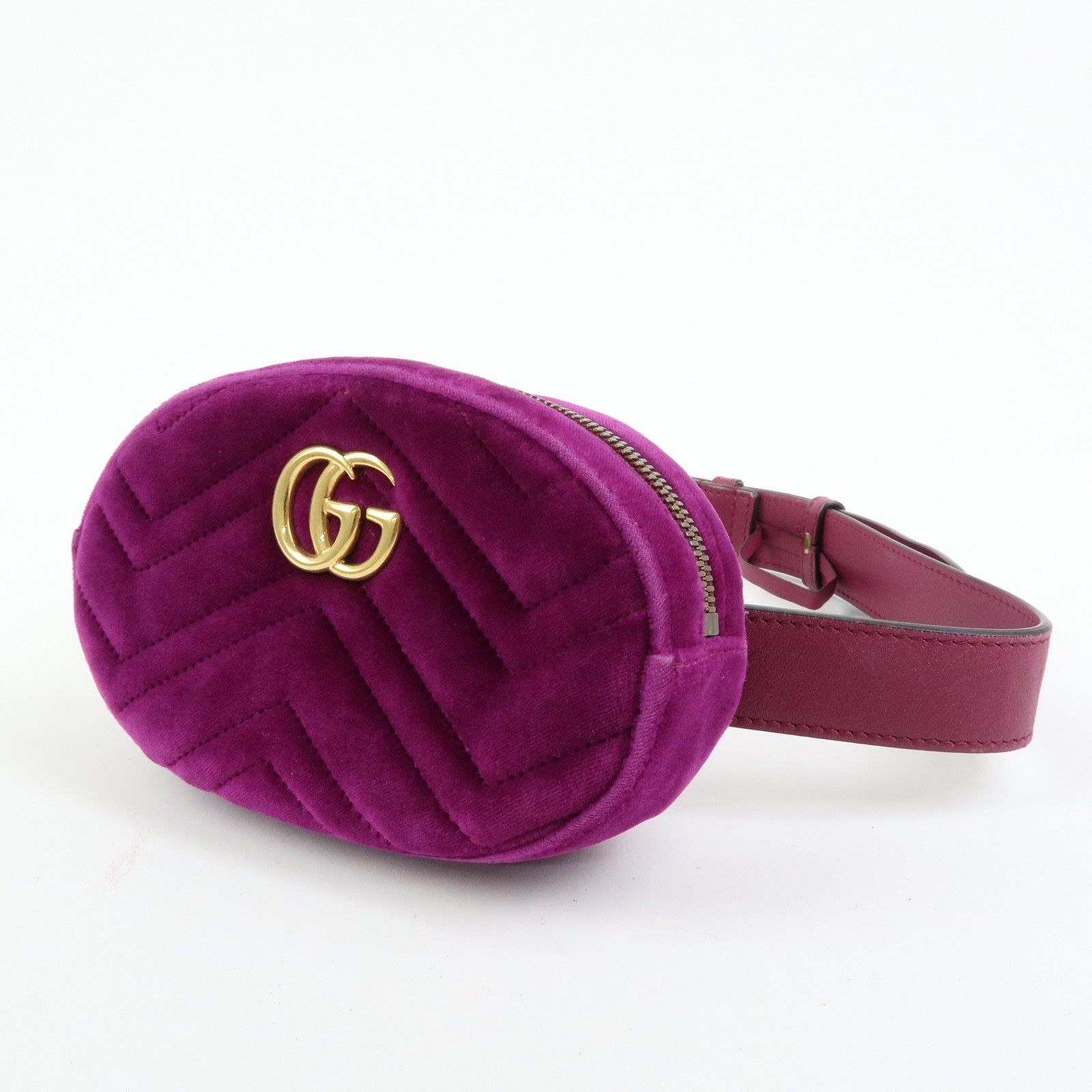 GG Marmont Double G Velvet Leather Waist Pouch Body Bag 476434 — view 3
