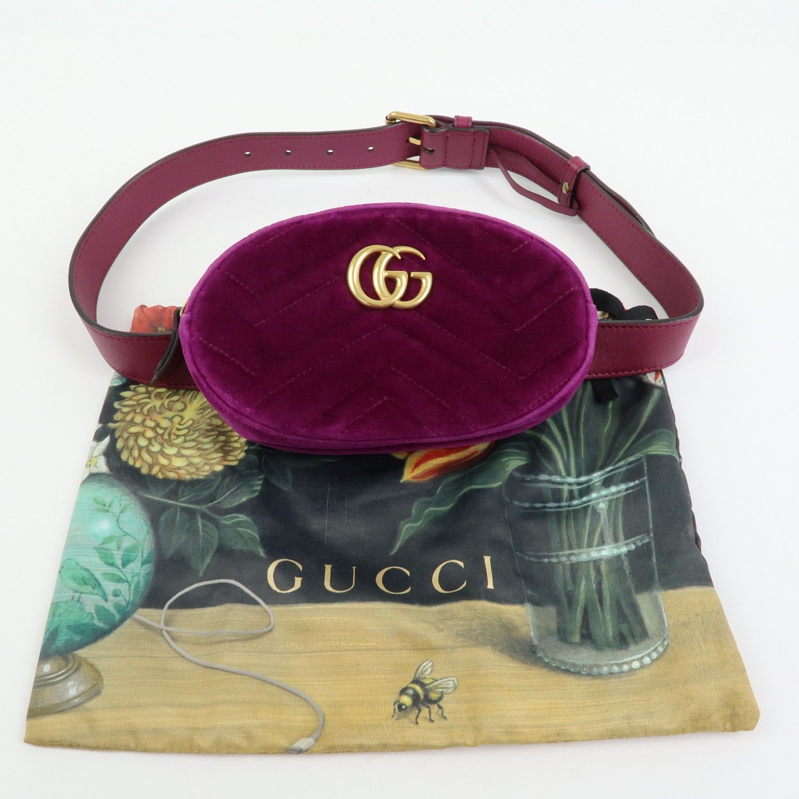 GG Marmont Double G Velvet Leather Waist Pouch Body Bag 476434 — view 24