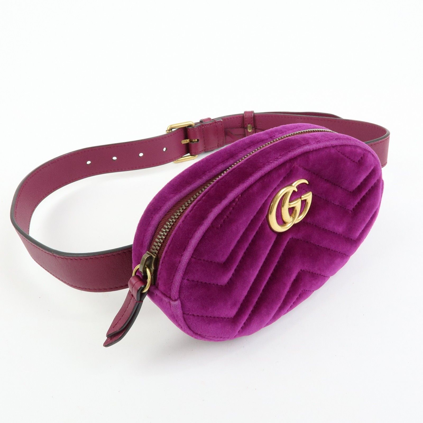 GG Marmont Double G Velvet Leather Waist Pouch Body Bag 476434 — view 4