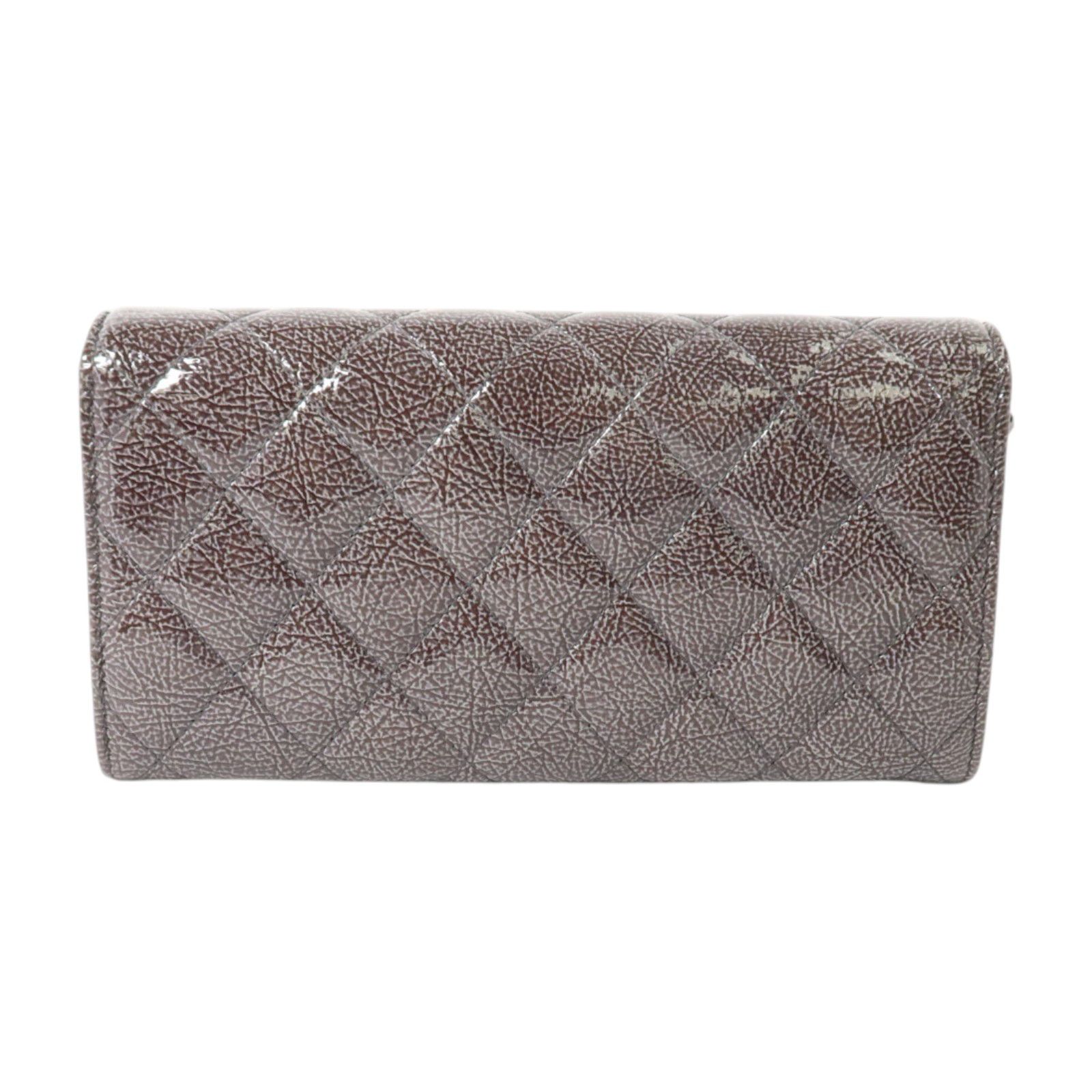 Gray Patent Crinkled Texture Calfskin Continental Wallet — view 2