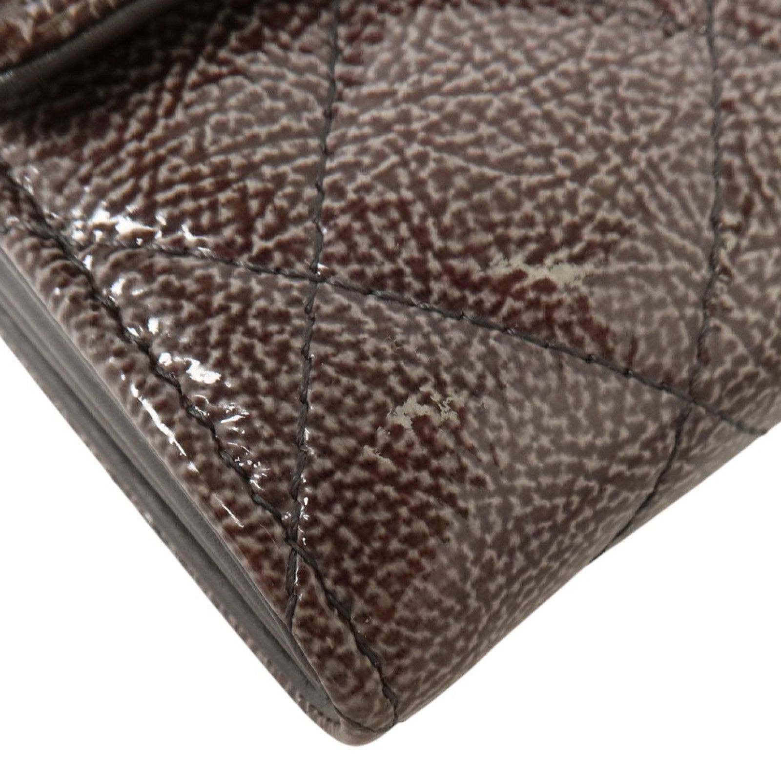 Gray Patent Crinkled Texture Calfskin Continental Wallet — view 11