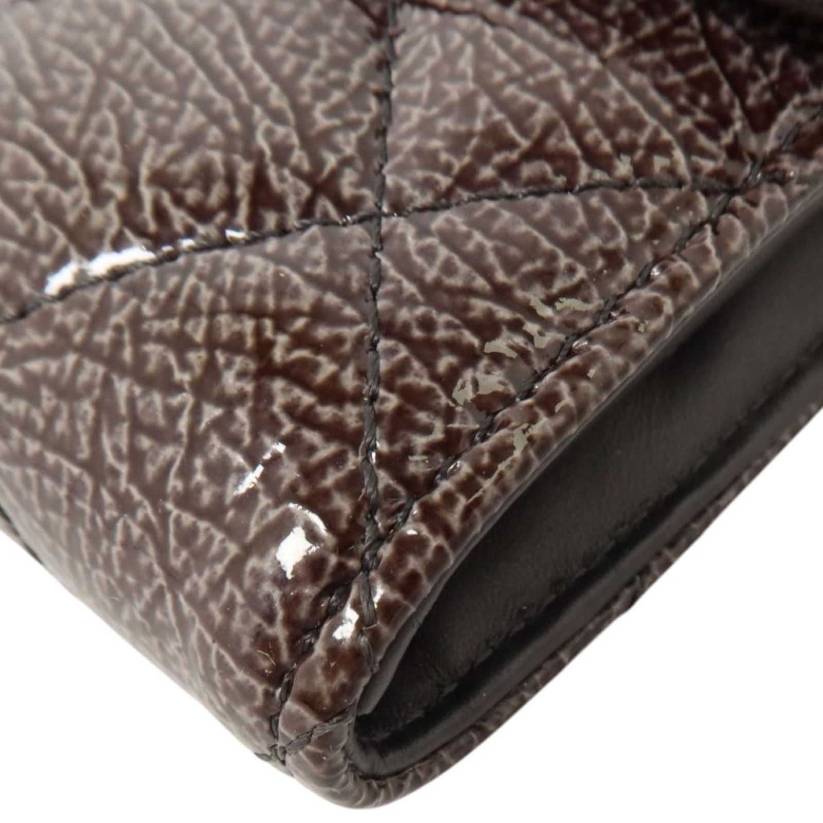 Gray Patent Crinkled Texture Calfskin Continental Wallet — view 12