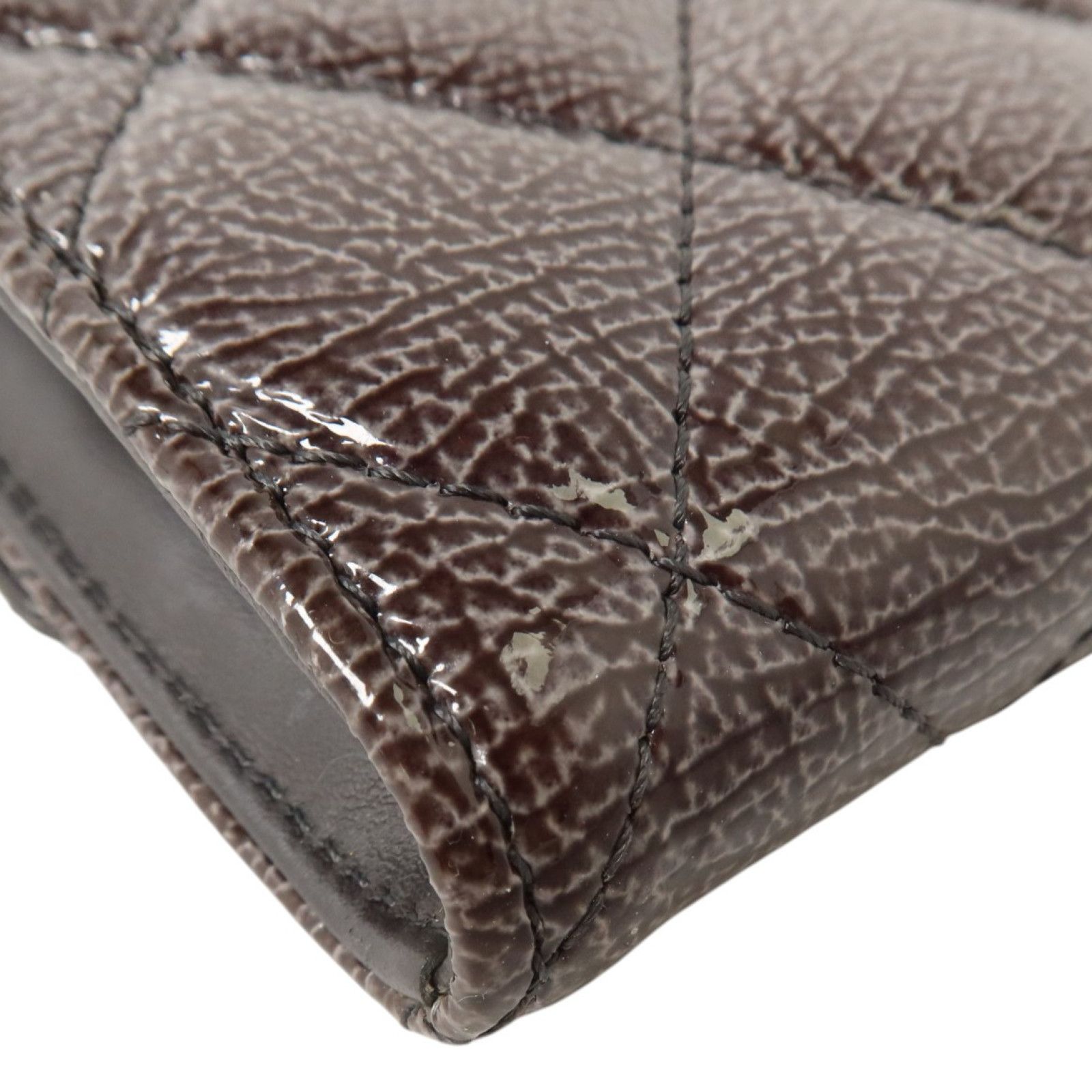 Gray Patent Crinkled Texture Calfskin Continental Wallet — view 13