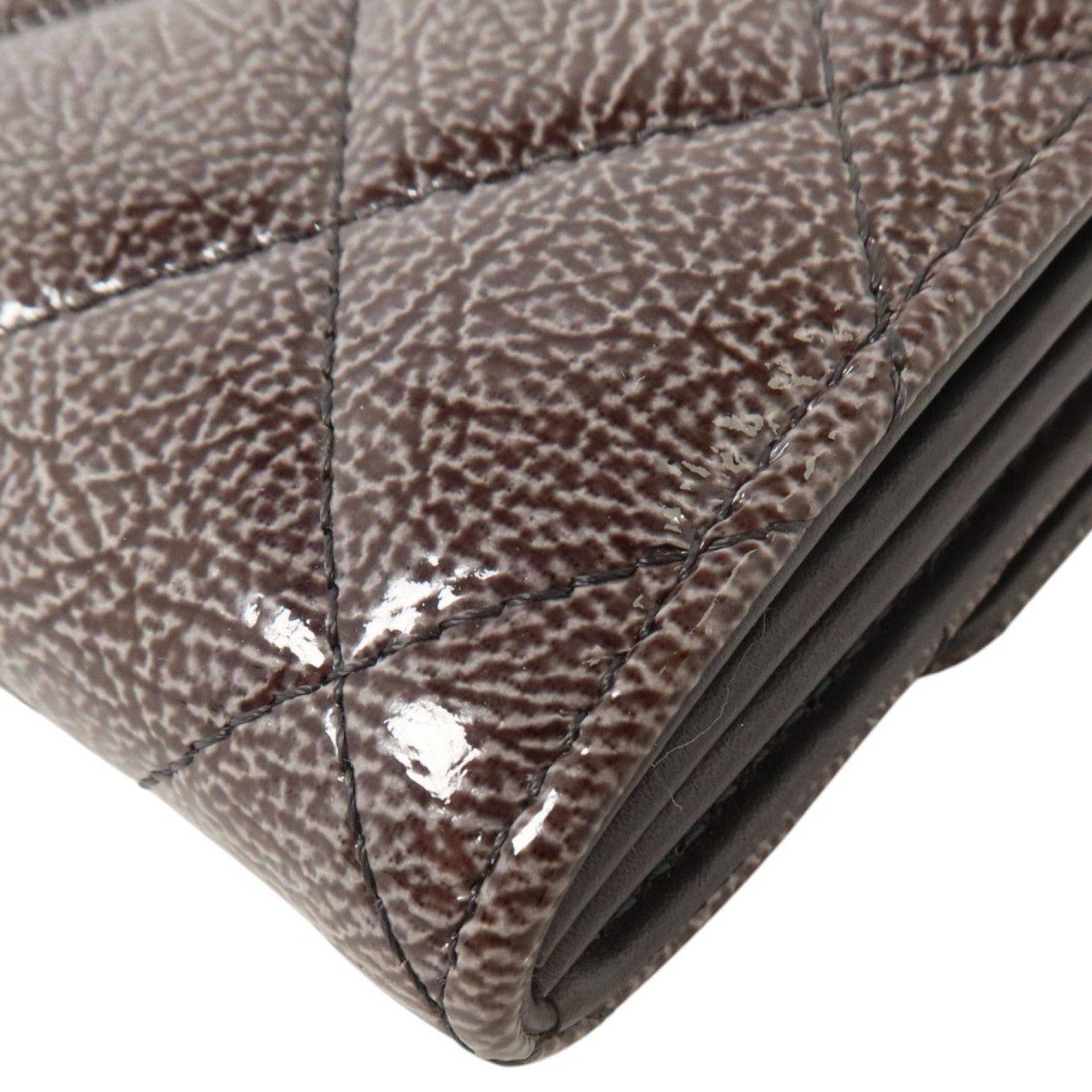 Gray Patent Crinkled Texture Calfskin Continental Wallet — view 14