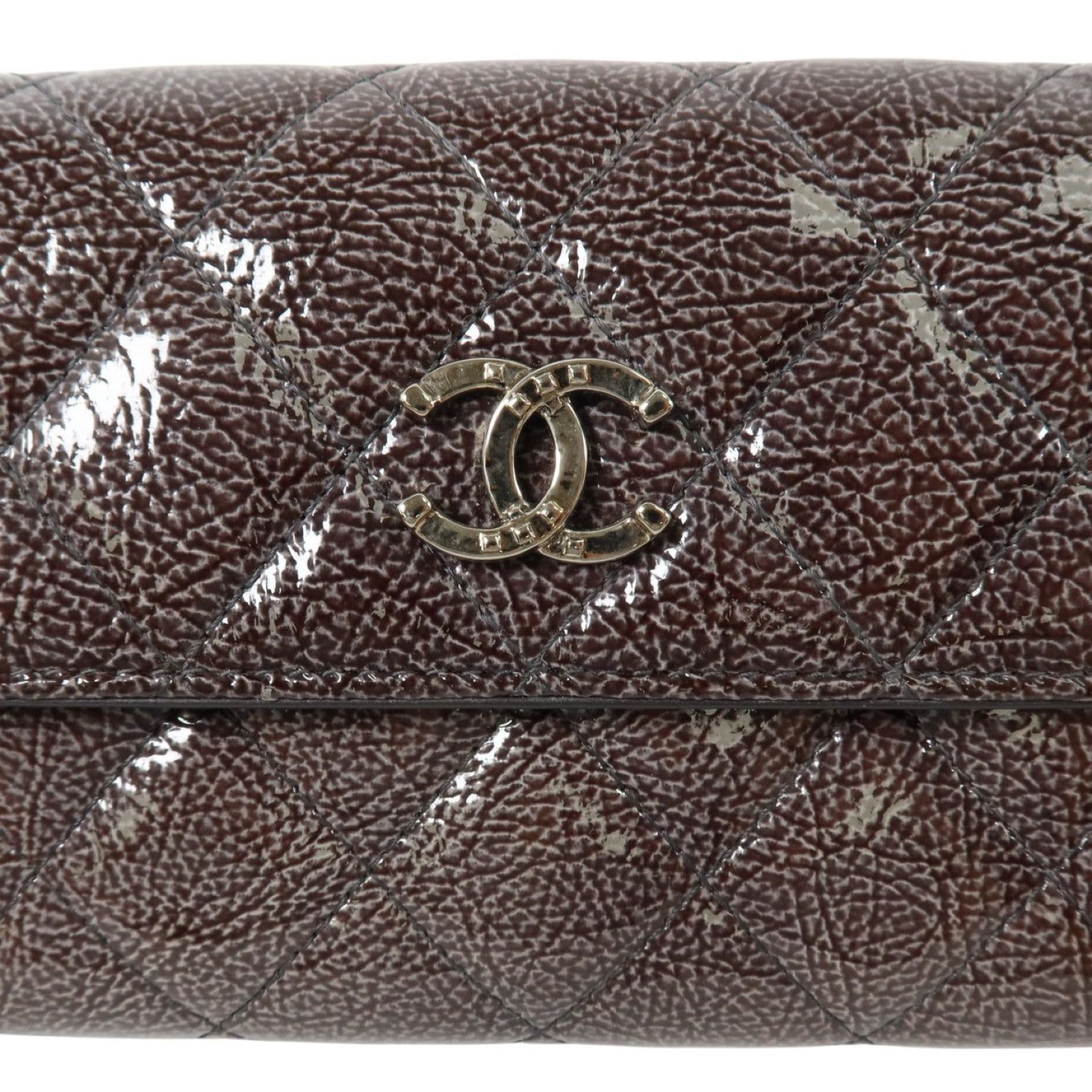 Gray Patent Crinkled Texture Calfskin Continental Wallet — view 15