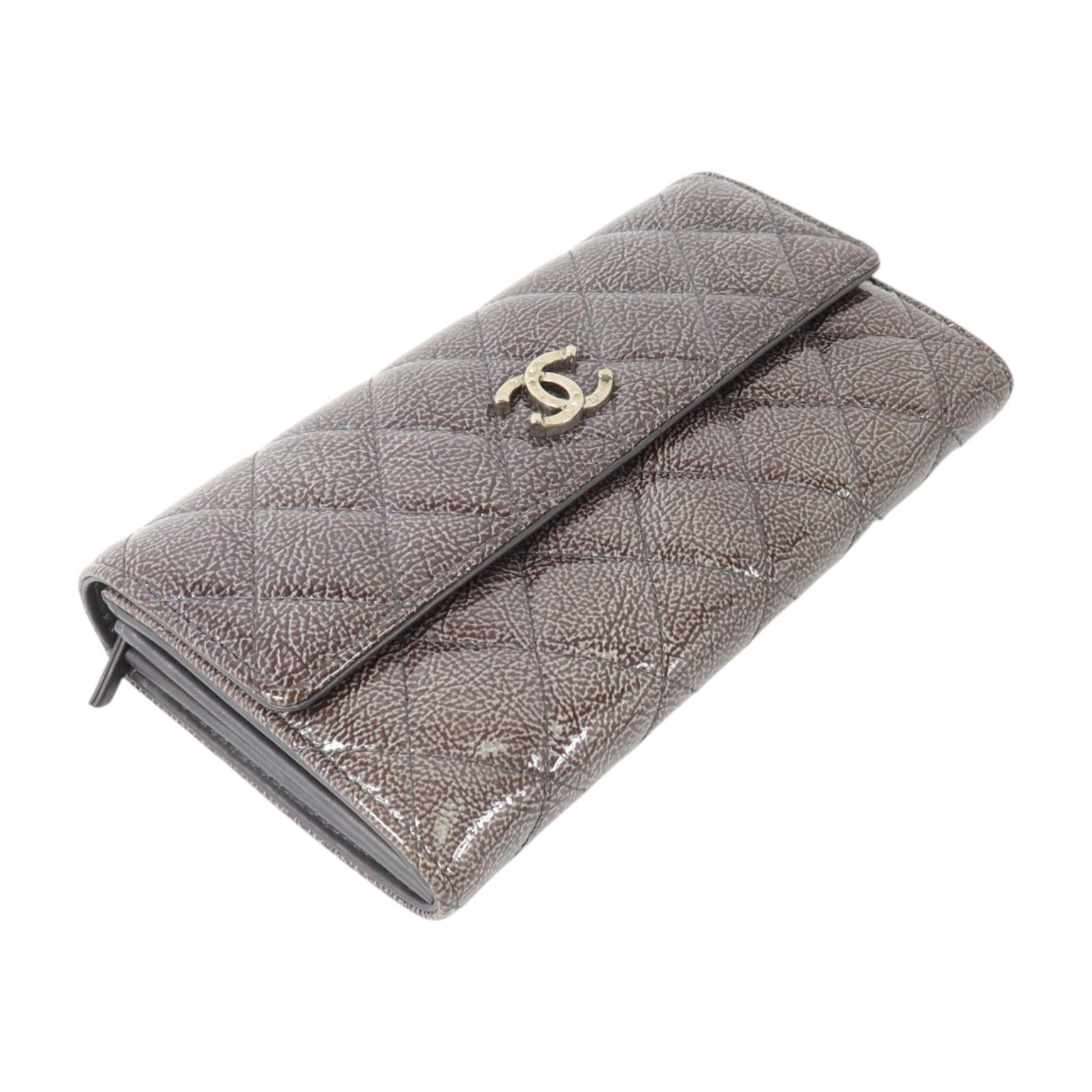 Gray Patent Crinkled Texture Calfskin Continental Wallet — view 3