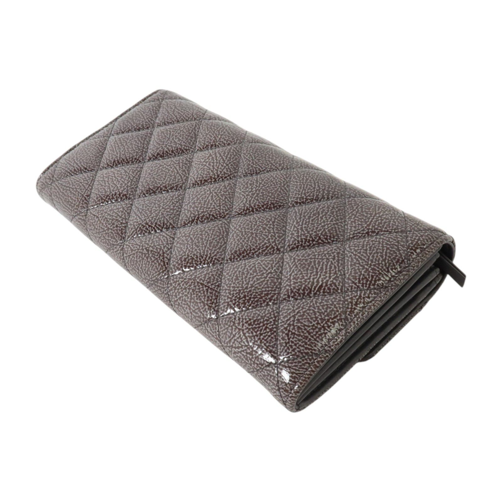 Gray Patent Crinkled Texture Calfskin Continental Wallet — view 4