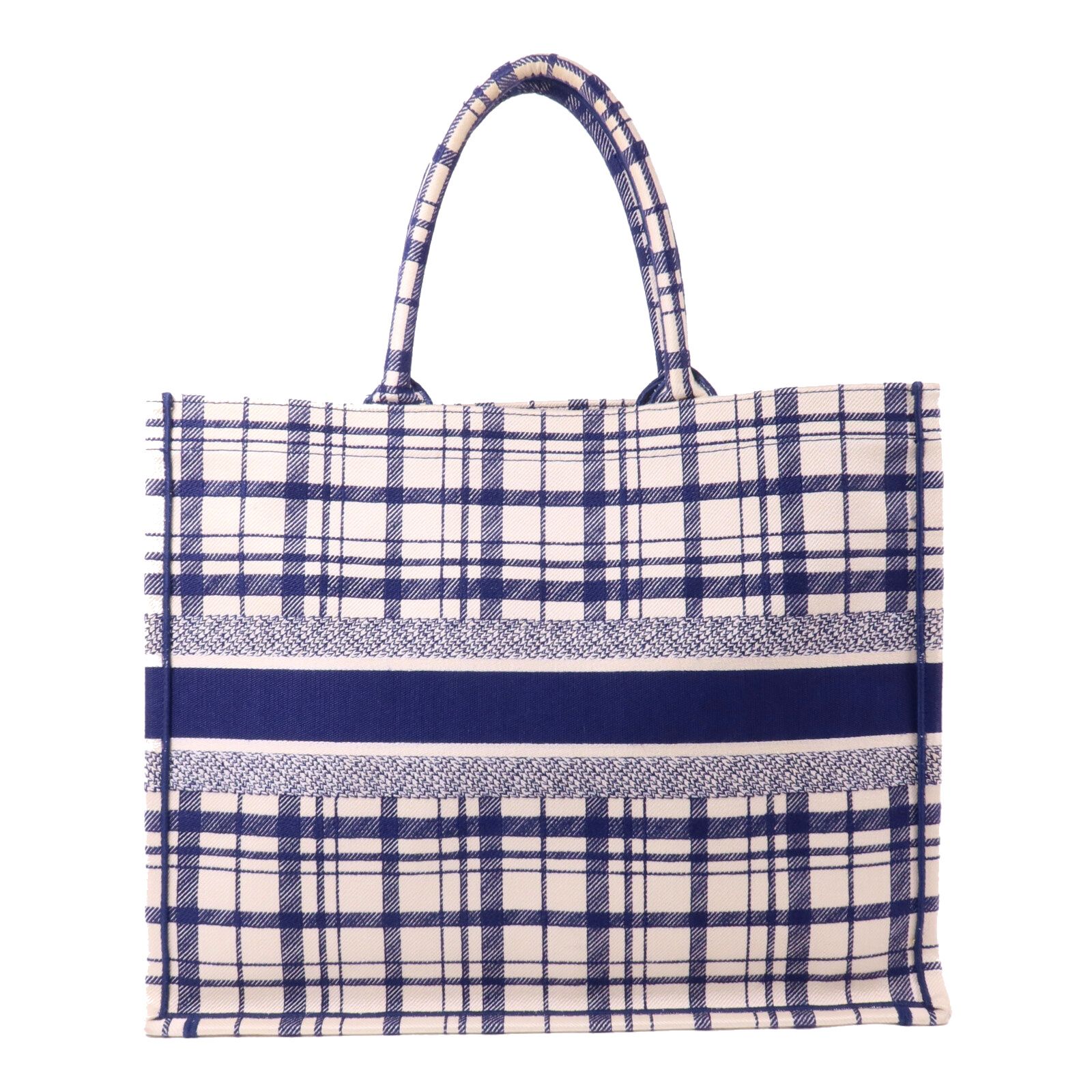 Canvas Book Tote Large Handmade Bag Tote Bag Navy White Blue Canvas — view 2