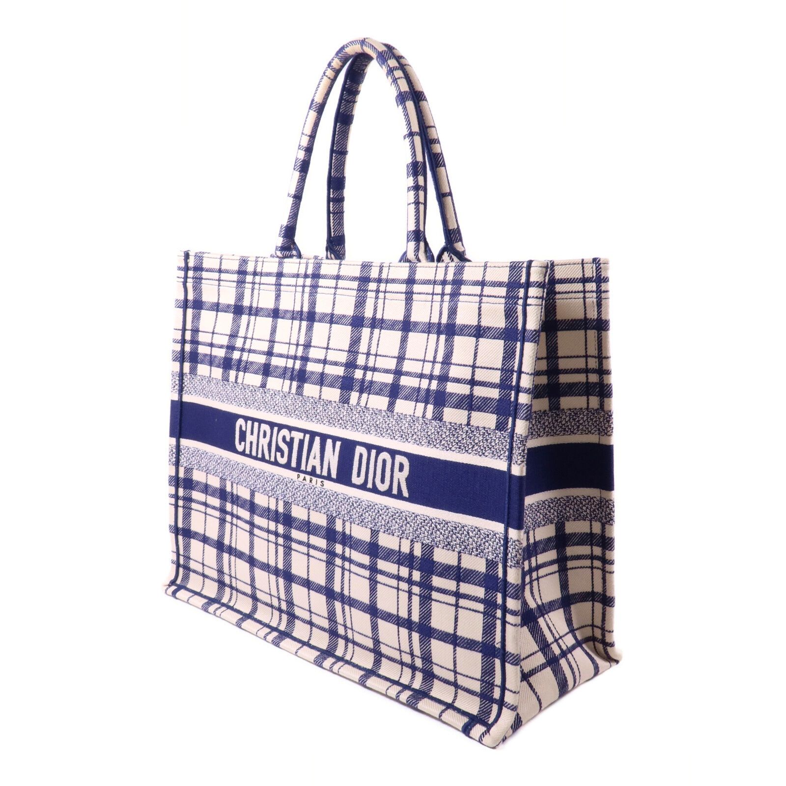 Canvas Book Tote Large Handmade Bag Tote Bag Navy White Blue Canvas — view 3