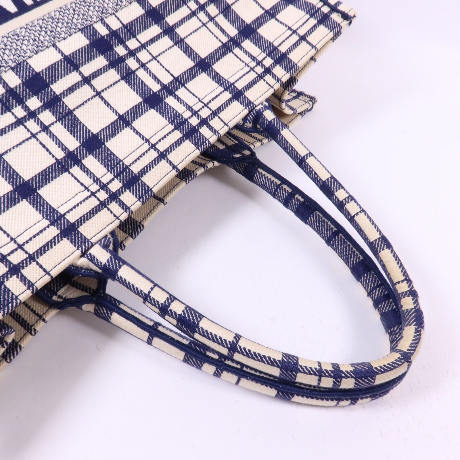 Canvas Book Tote Large Handmade Bag Tote Bag Navy White Blue Canvas — view 8