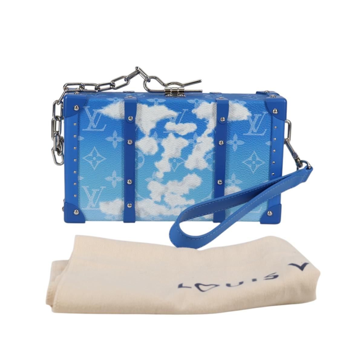 Clouds Trunk Clutch Blue White M 20403 Auth, Blue — view 12