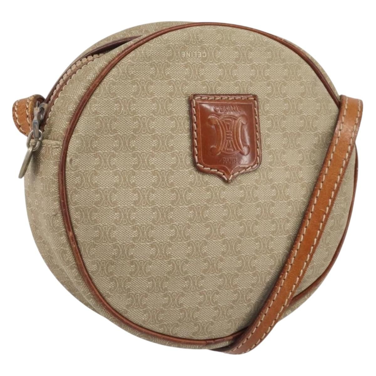 Macadam Canvas Shoulder Bag Pvc Beige Auth