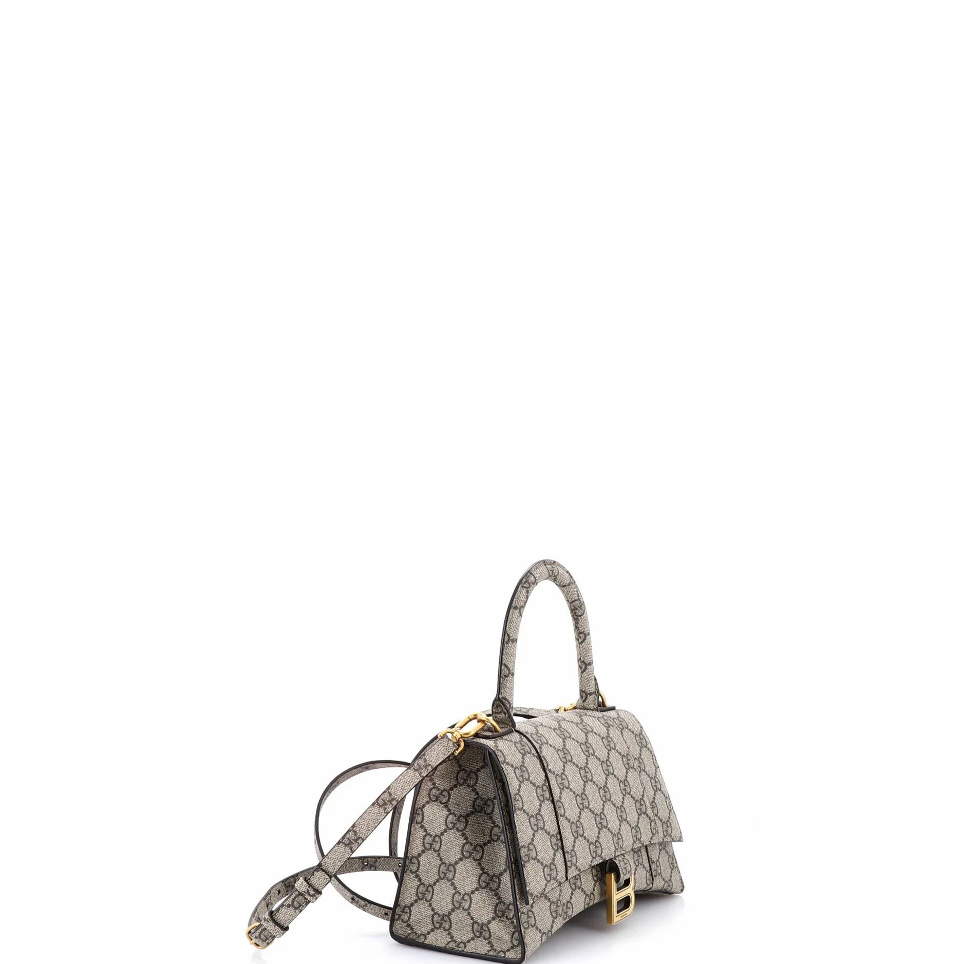 X Balenciaga The Hacker Project Hourglass Top Handle Bag Gg Coated Canvas Small — view 2