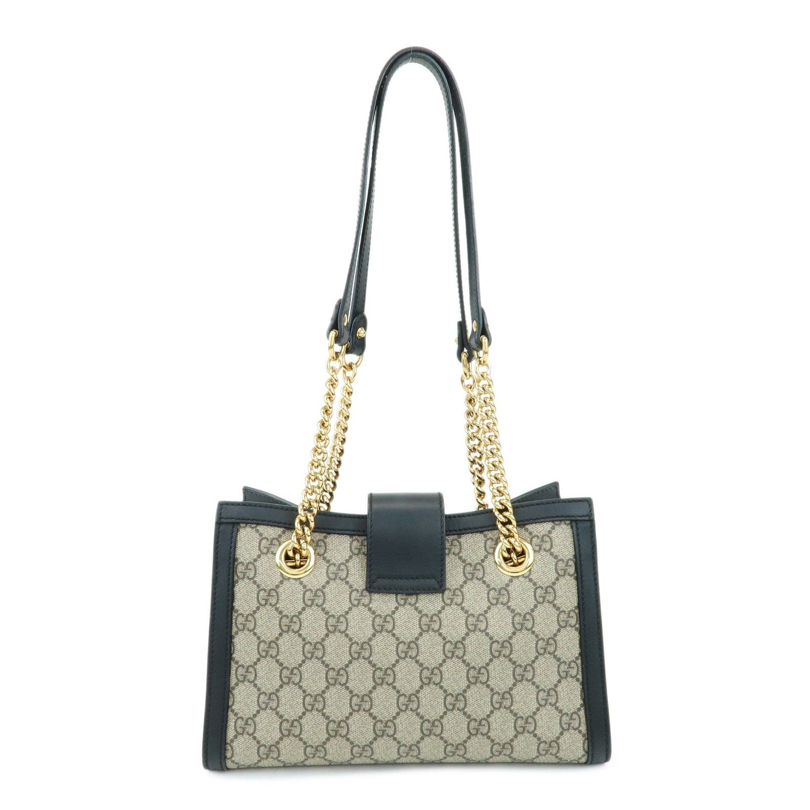 Padlock GG Supreme Leather Chain Shoulder Bag Beige Black 498156 — view 2