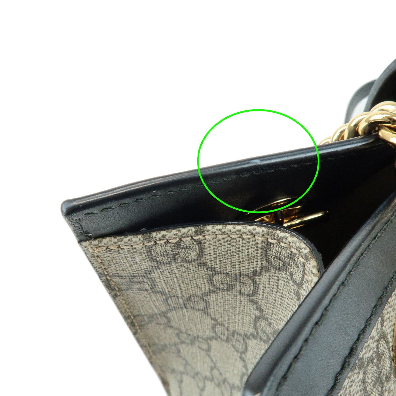 Padlock GG Supreme Leather Chain Shoulder Bag Beige Black 498156 — view 8