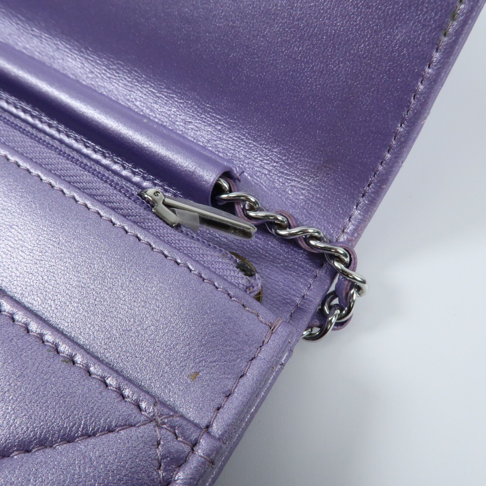 Purple Lambskin Leather Wallet On Chain (WOC) w/SHW — view 12