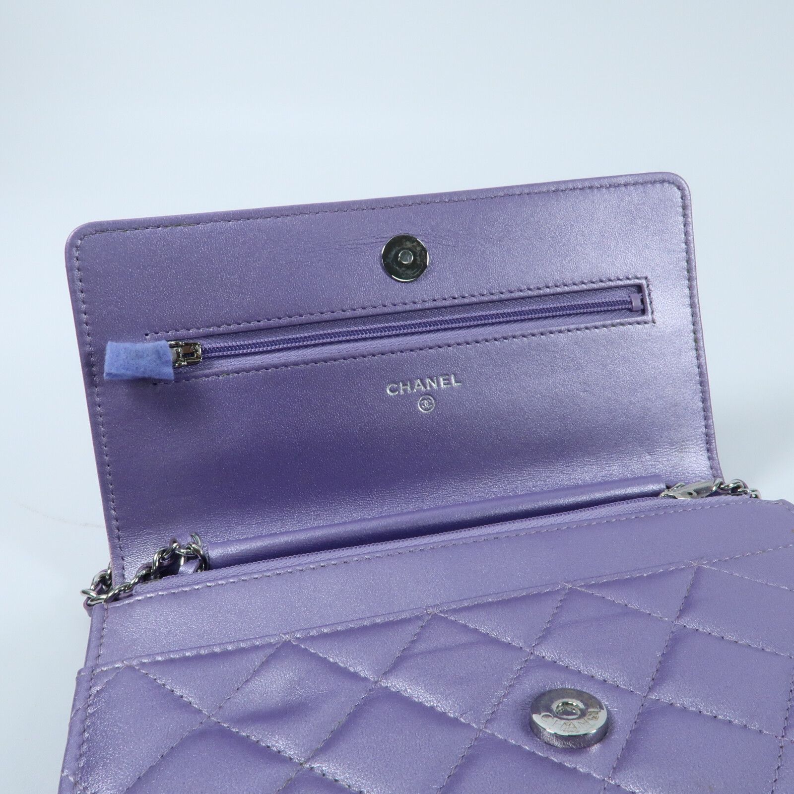 Purple Lambskin Leather Wallet On Chain (WOC) w/SHW — view 14