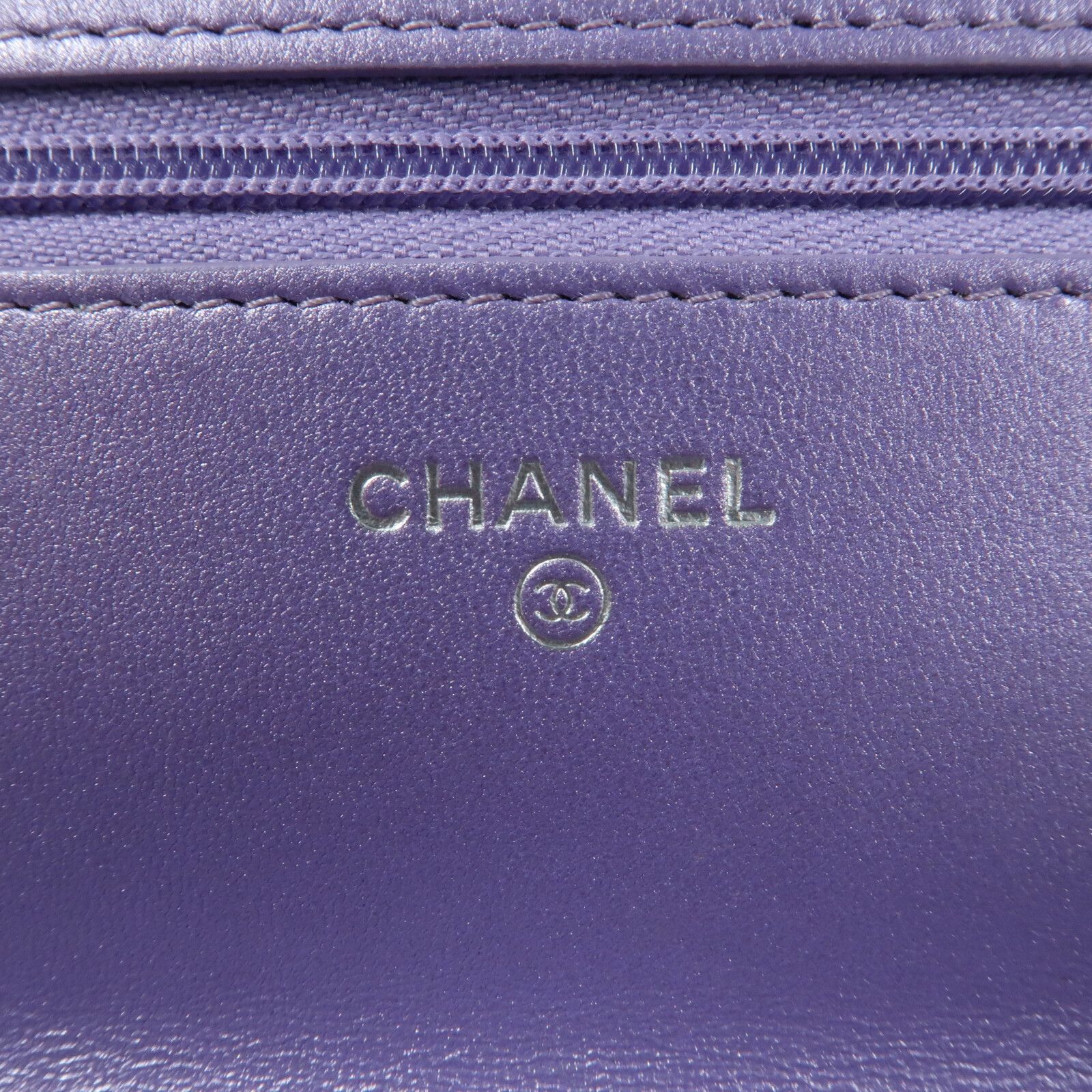 Purple Lambskin Leather Wallet On Chain (WOC) w/SHW — view 16