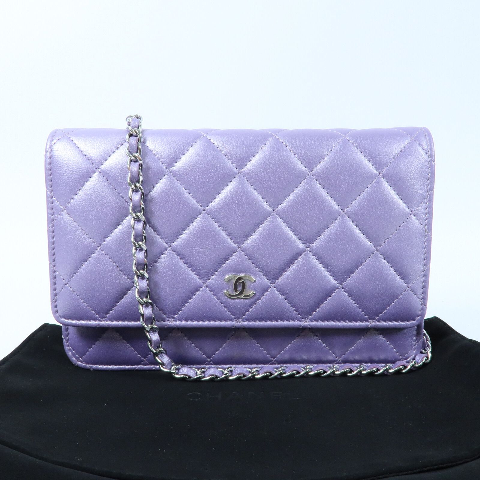 Purple Lambskin Leather Wallet On Chain (WOC) w/SHW — view 19
