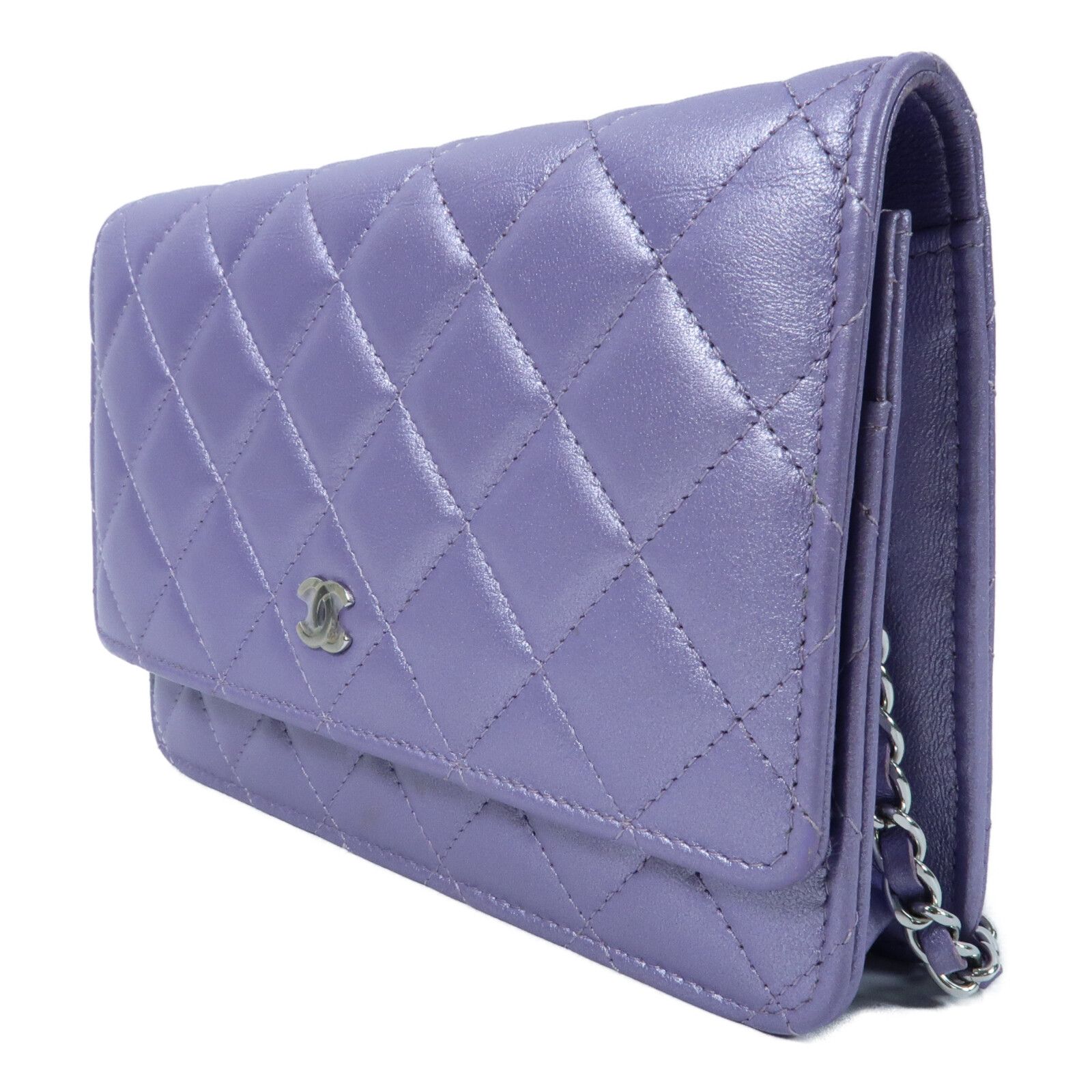 Purple Lambskin Leather Wallet On Chain (WOC) w/SHW — view 3