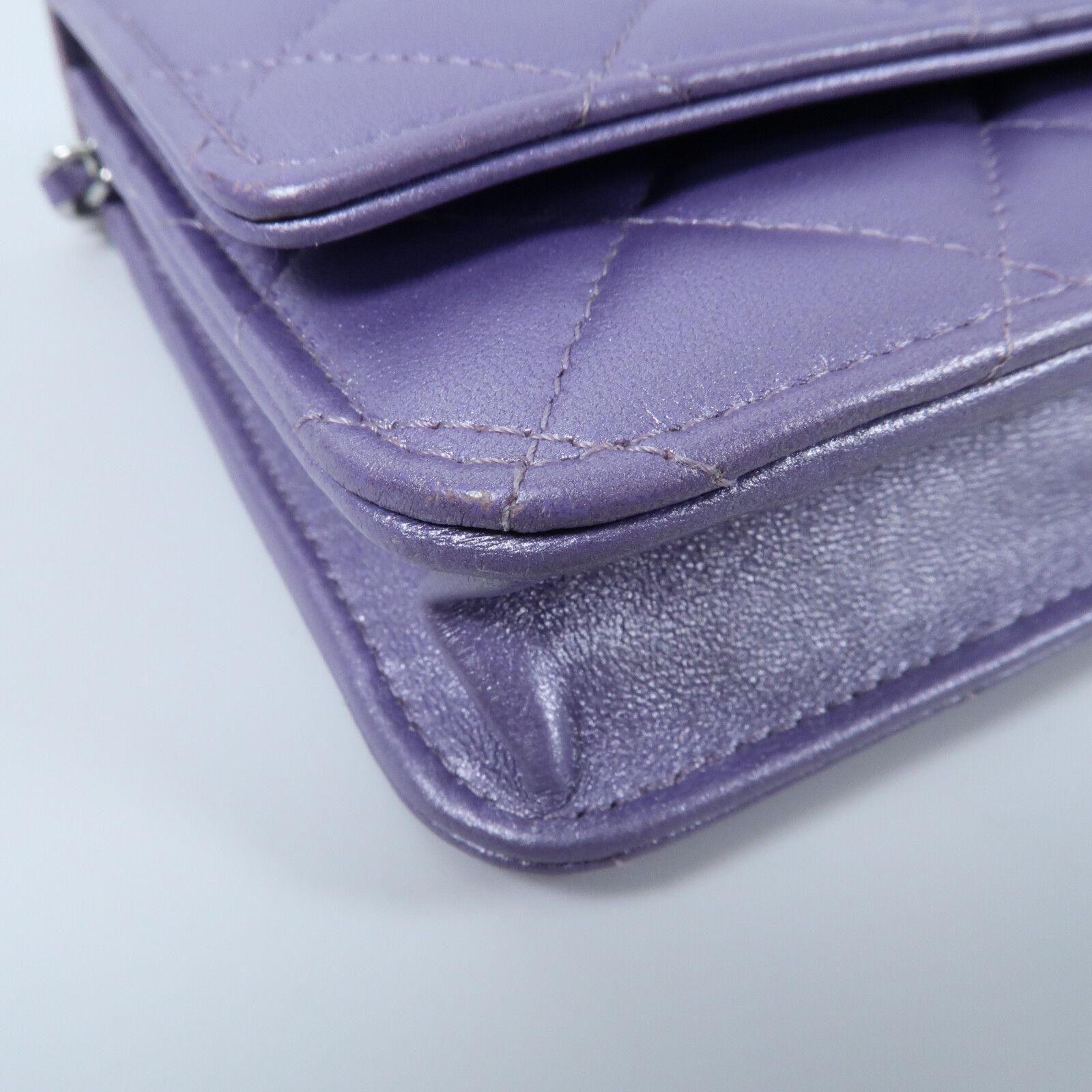 Purple Lambskin Leather Wallet On Chain (WOC) w/SHW — view 6