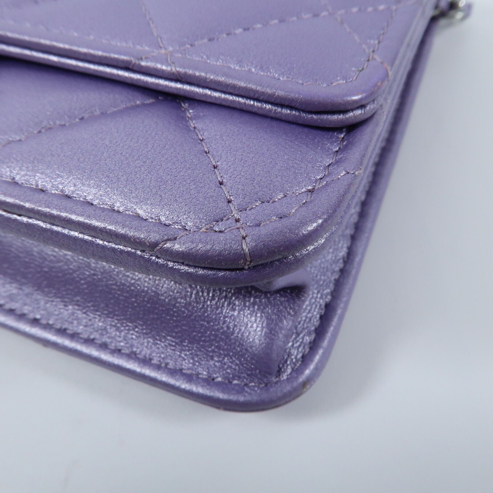 Purple Lambskin Leather Wallet On Chain (WOC) w/SHW — view 7