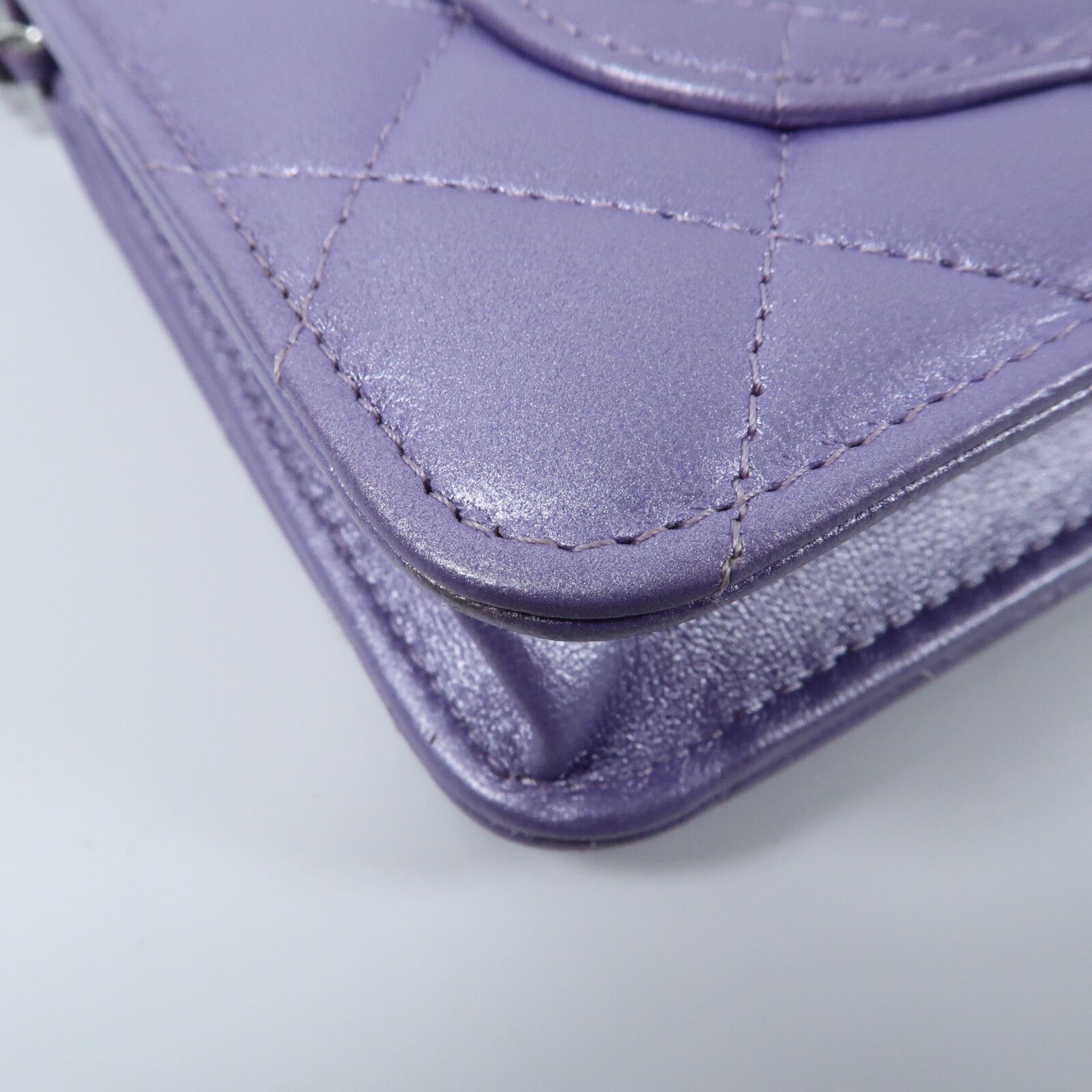 Purple Lambskin Leather Wallet On Chain (WOC) w/SHW — view 8