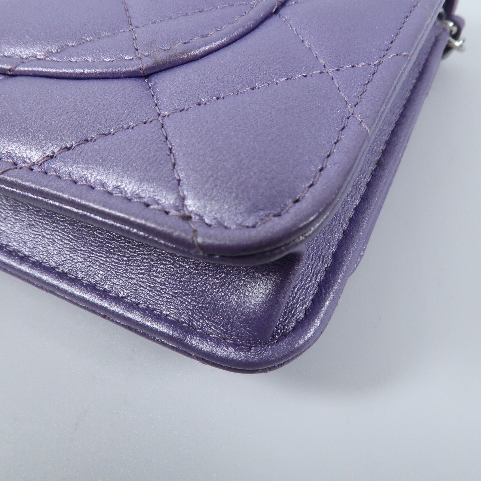 Purple Lambskin Leather Wallet On Chain (WOC) w/SHW — view 9