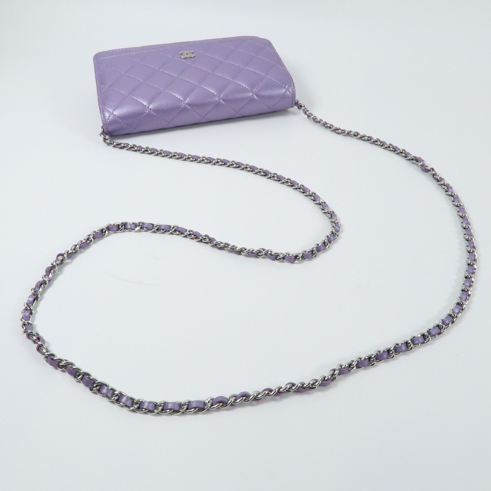 Purple Lambskin Leather Wallet On Chain (WOC) w/SHW — view 10