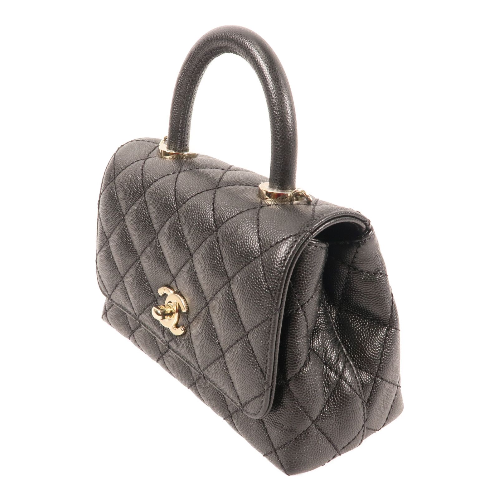 Caviar Extra Mini Coco Handle Flap Bag w/GHW-Box-Dustbag — view 3