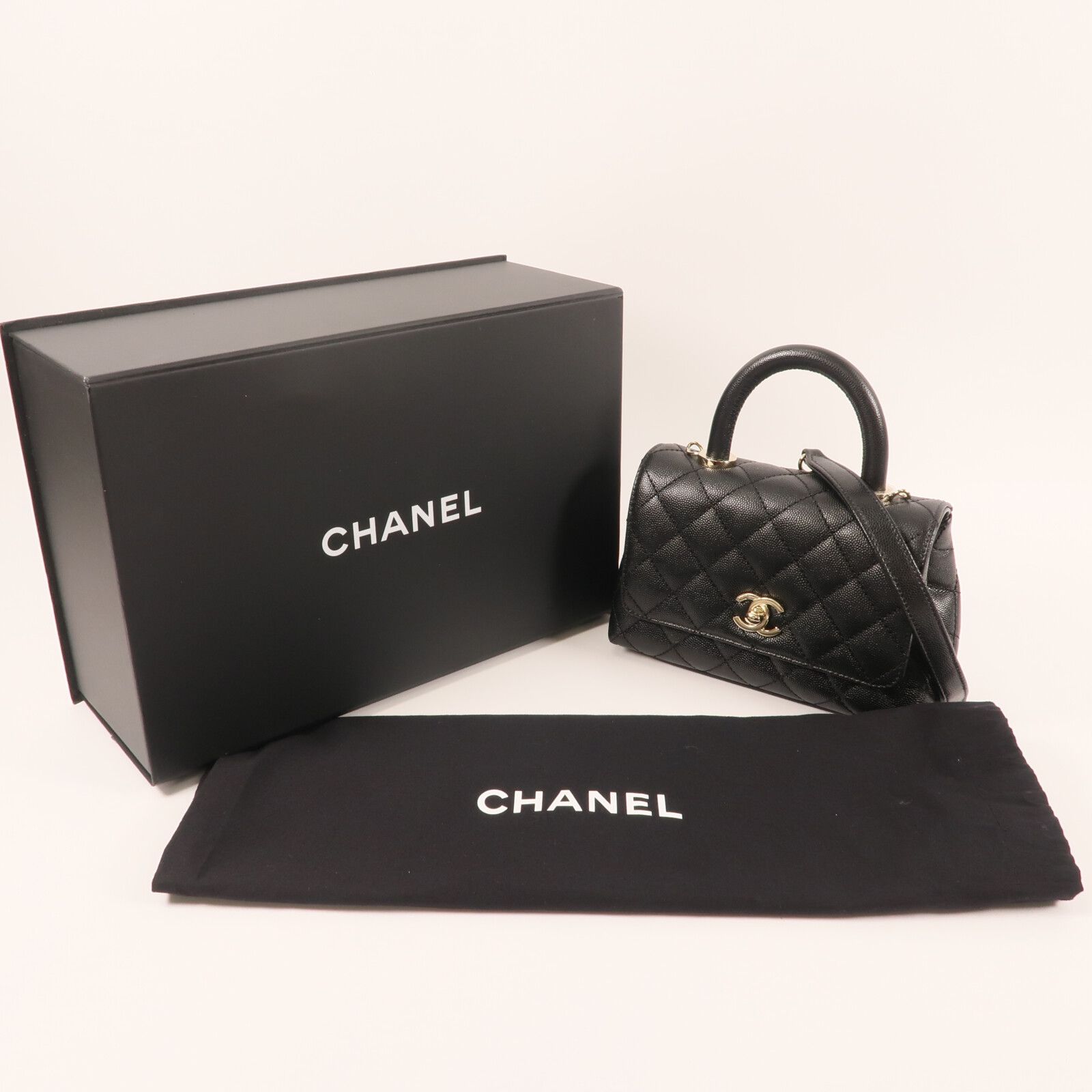 Caviar Extra Mini Coco Handle Flap Bag w/GHW-Box-Dustbag — view 4