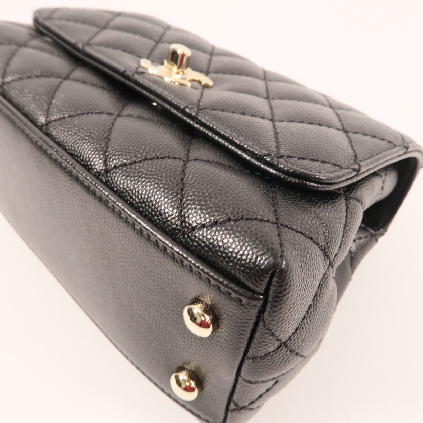 Caviar Extra Mini Coco Handle Flap Bag w/GHW-Box-Dustbag — view 6