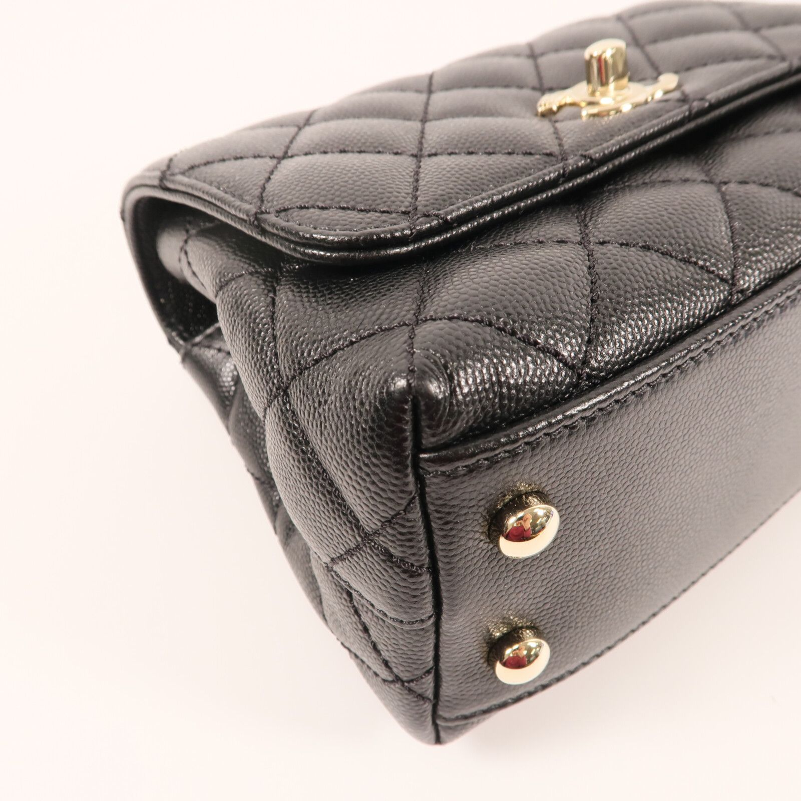 Caviar Extra Mini Coco Handle Flap Bag w/GHW-Box-Dustbag — view 7