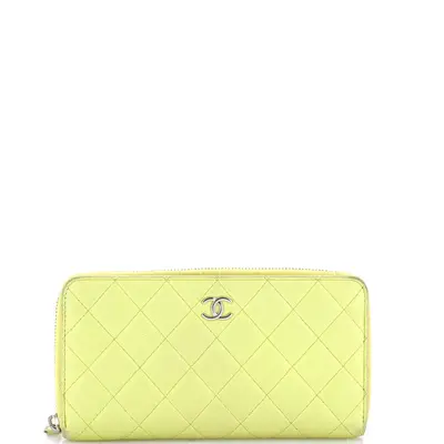 Zip Around Wallet Quilted Lambskin Long