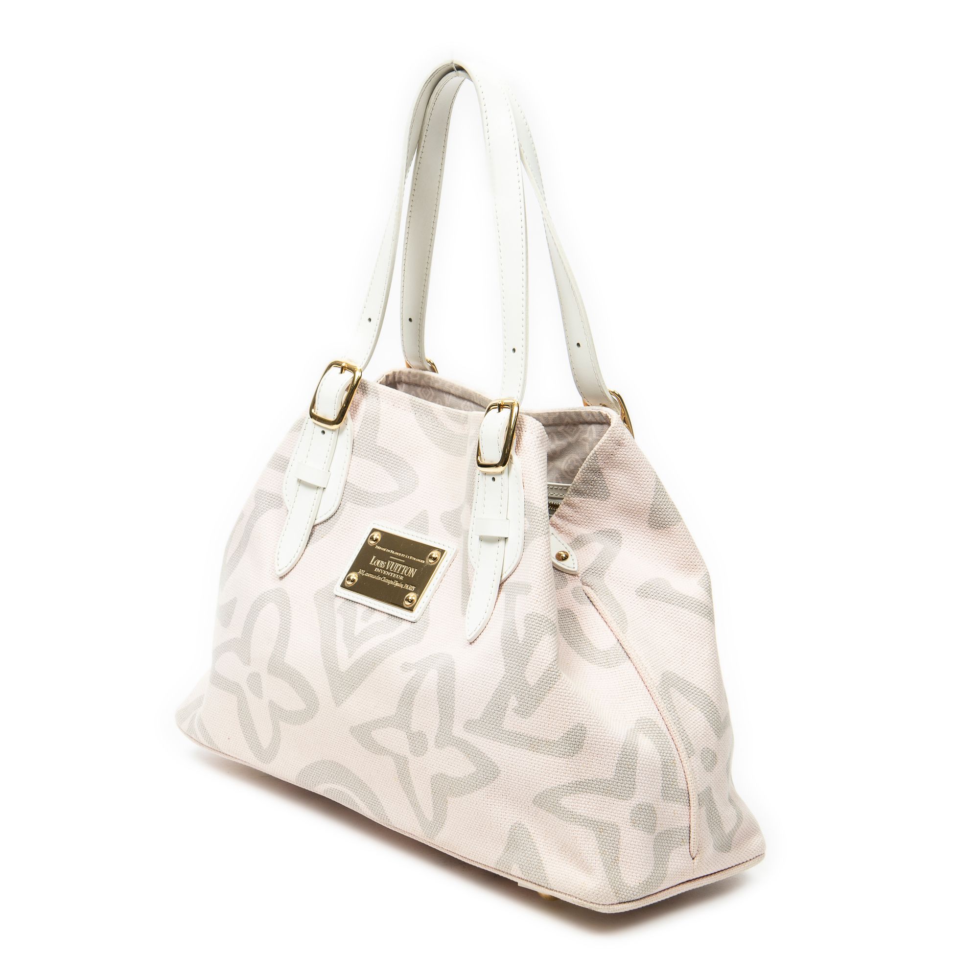Tahitienne Cabas PM Ivory/Pink Woven Canvas Golden Brass — view 2