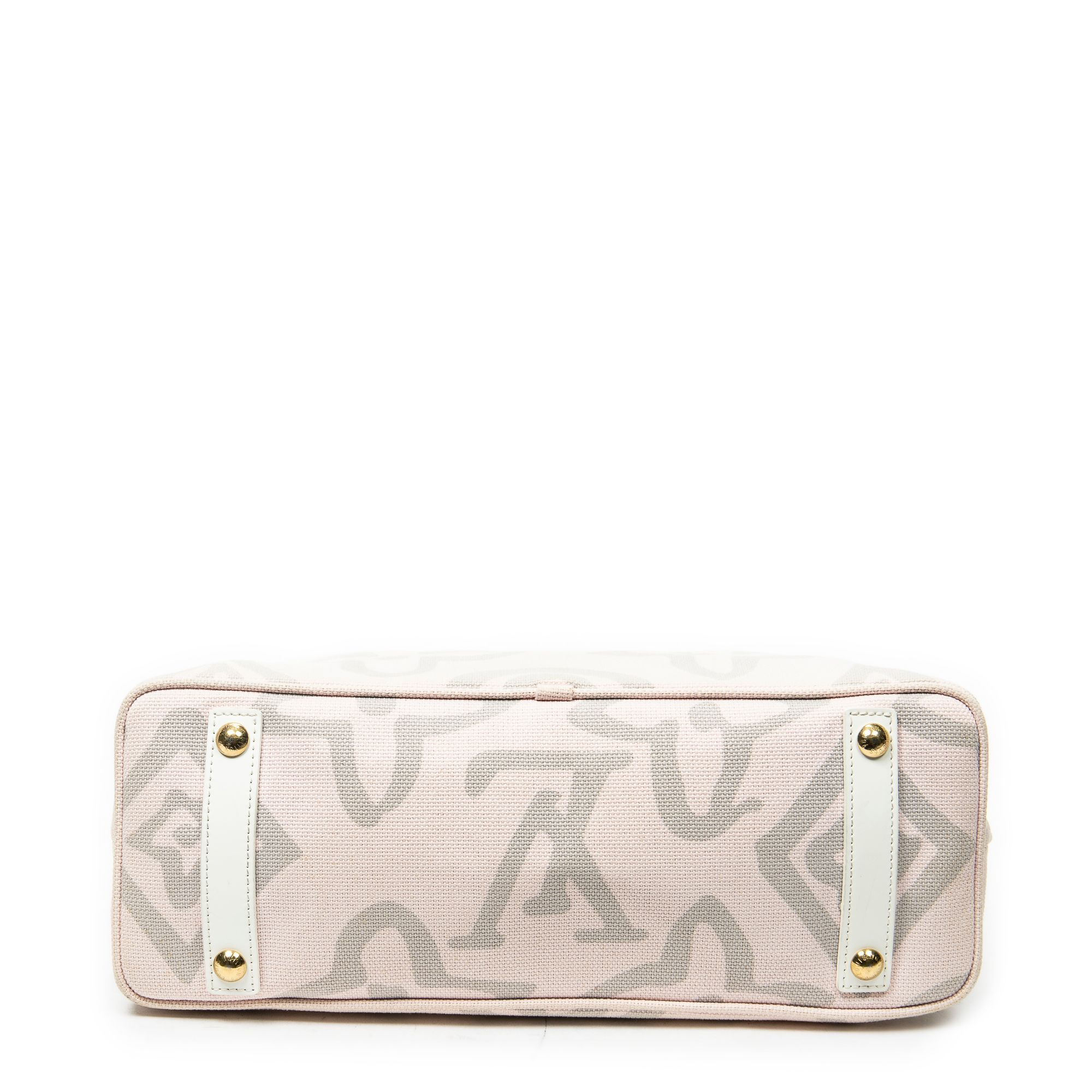 Tahitienne Cabas PM Ivory/Pink Woven Canvas Golden Brass — view 6