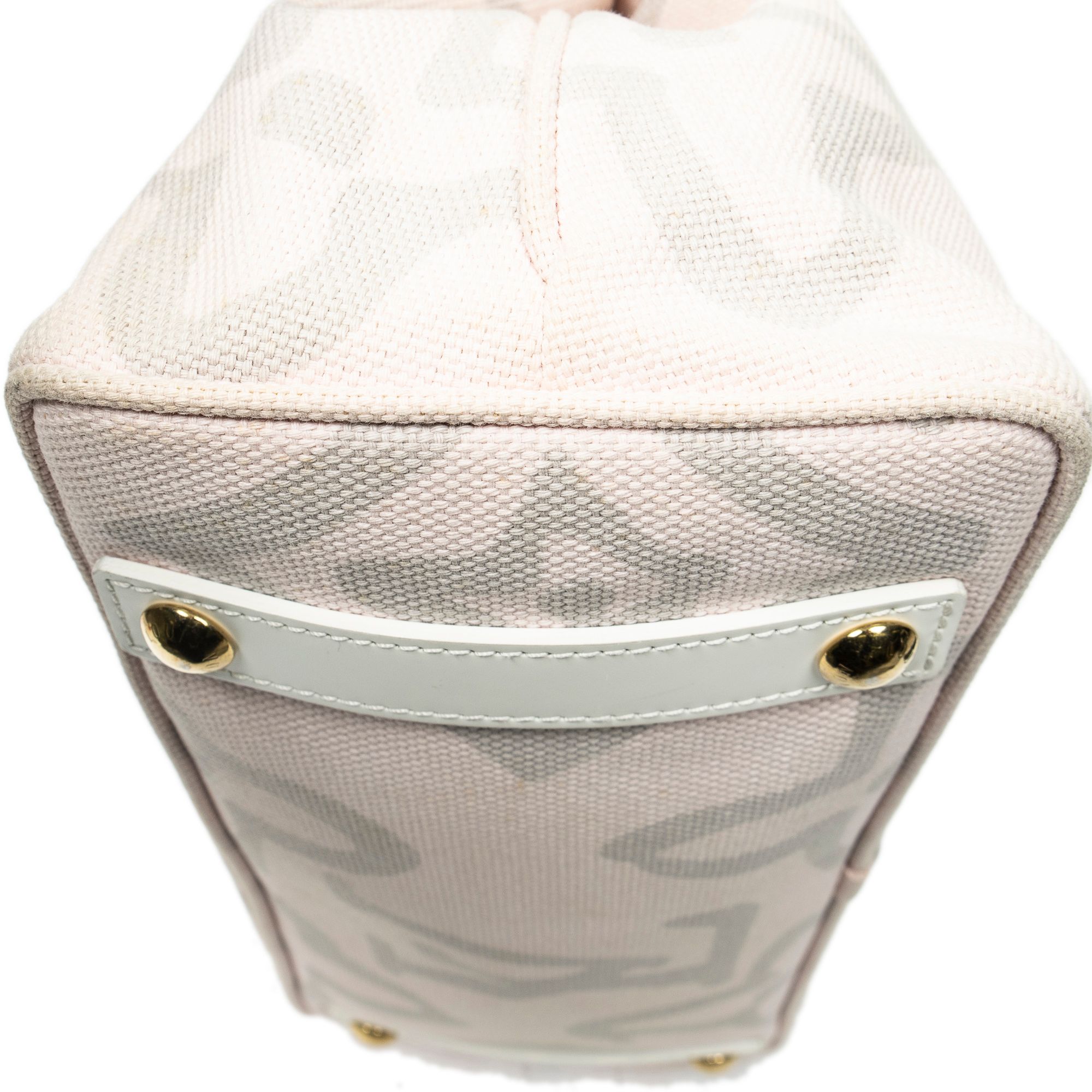 Tahitienne Cabas PM Ivory/Pink Woven Canvas Golden Brass — view 7