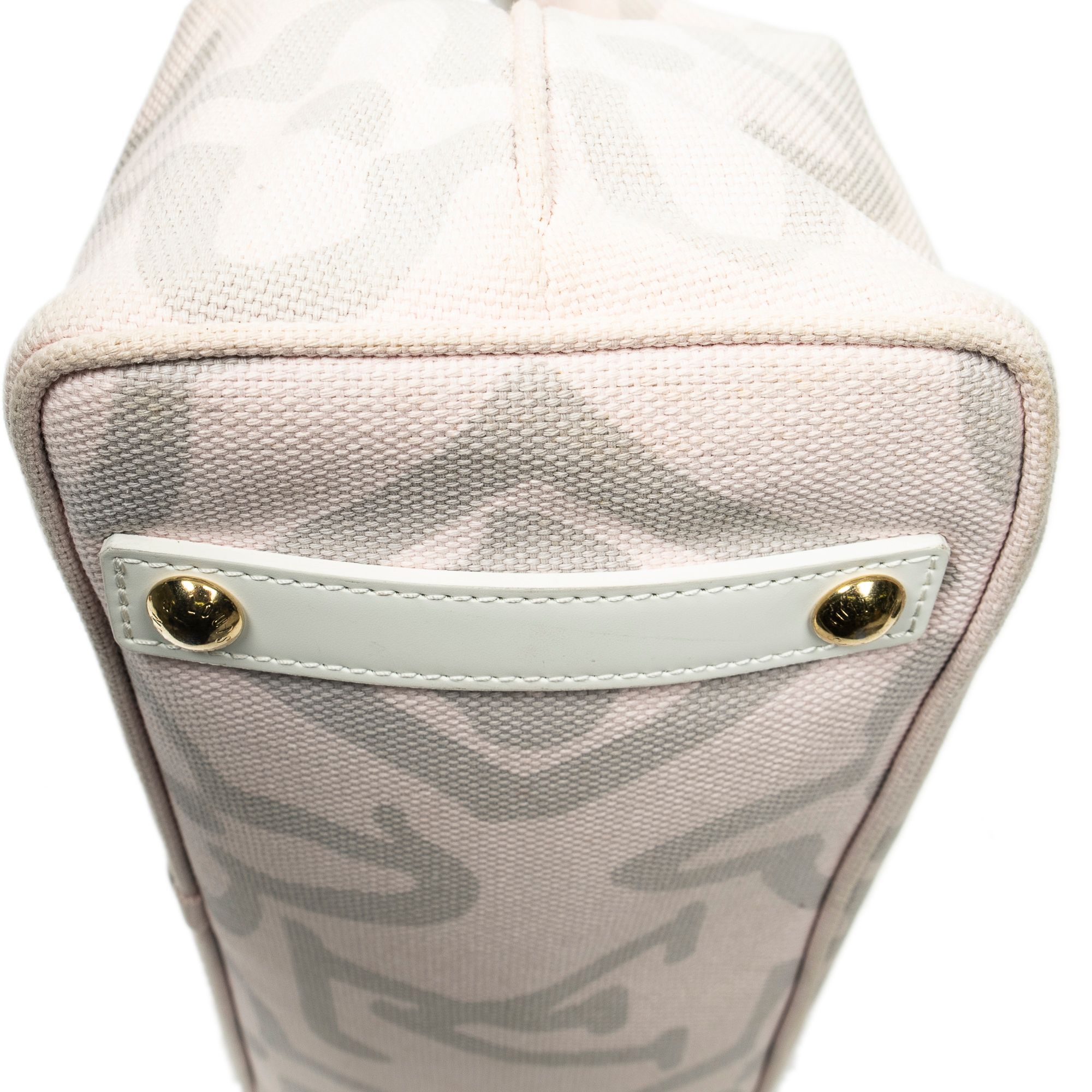 Tahitienne Cabas PM Ivory/Pink Woven Canvas Golden Brass — view 8