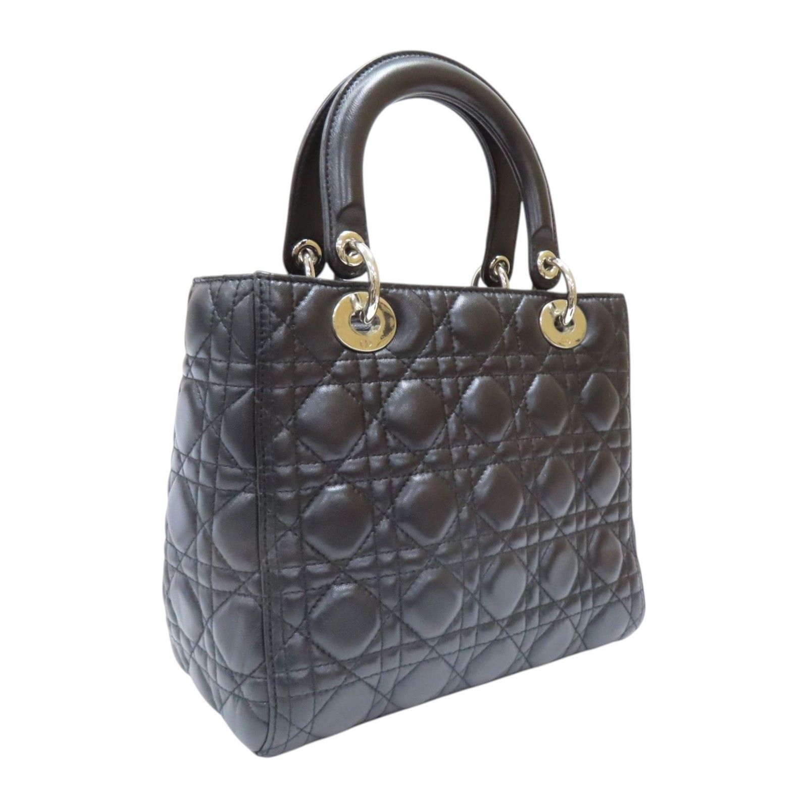 Medium Lady Dior Shoulder Handbag Black Cannage Lambskin — view 2