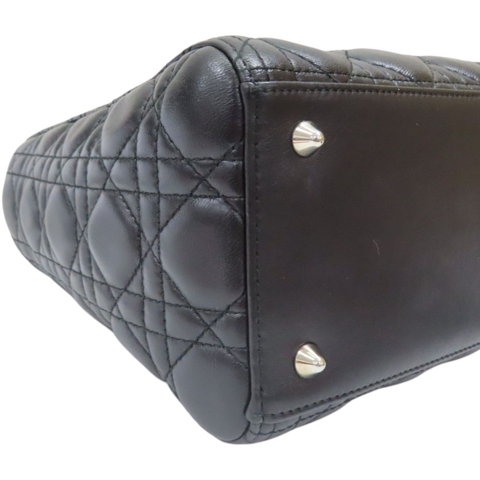 Medium Lady Dior Shoulder Handbag Black Cannage Lambskin — view 11