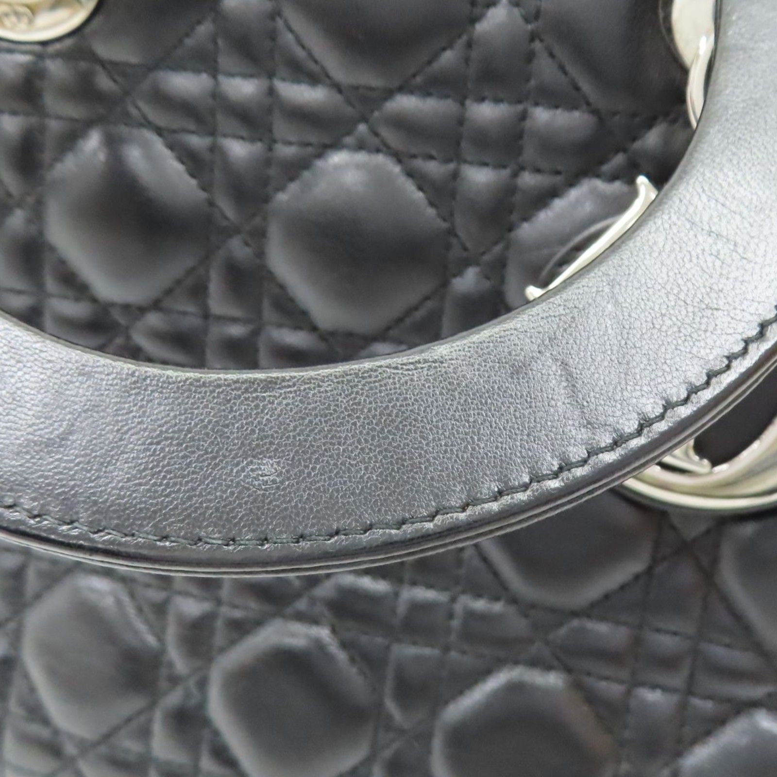 Medium Lady Dior Shoulder Handbag Black Cannage Lambskin — view 13