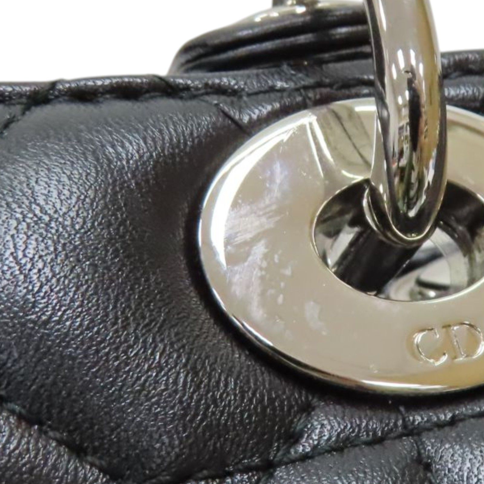 Medium Lady Dior Shoulder Handbag Black Cannage Lambskin — view 15