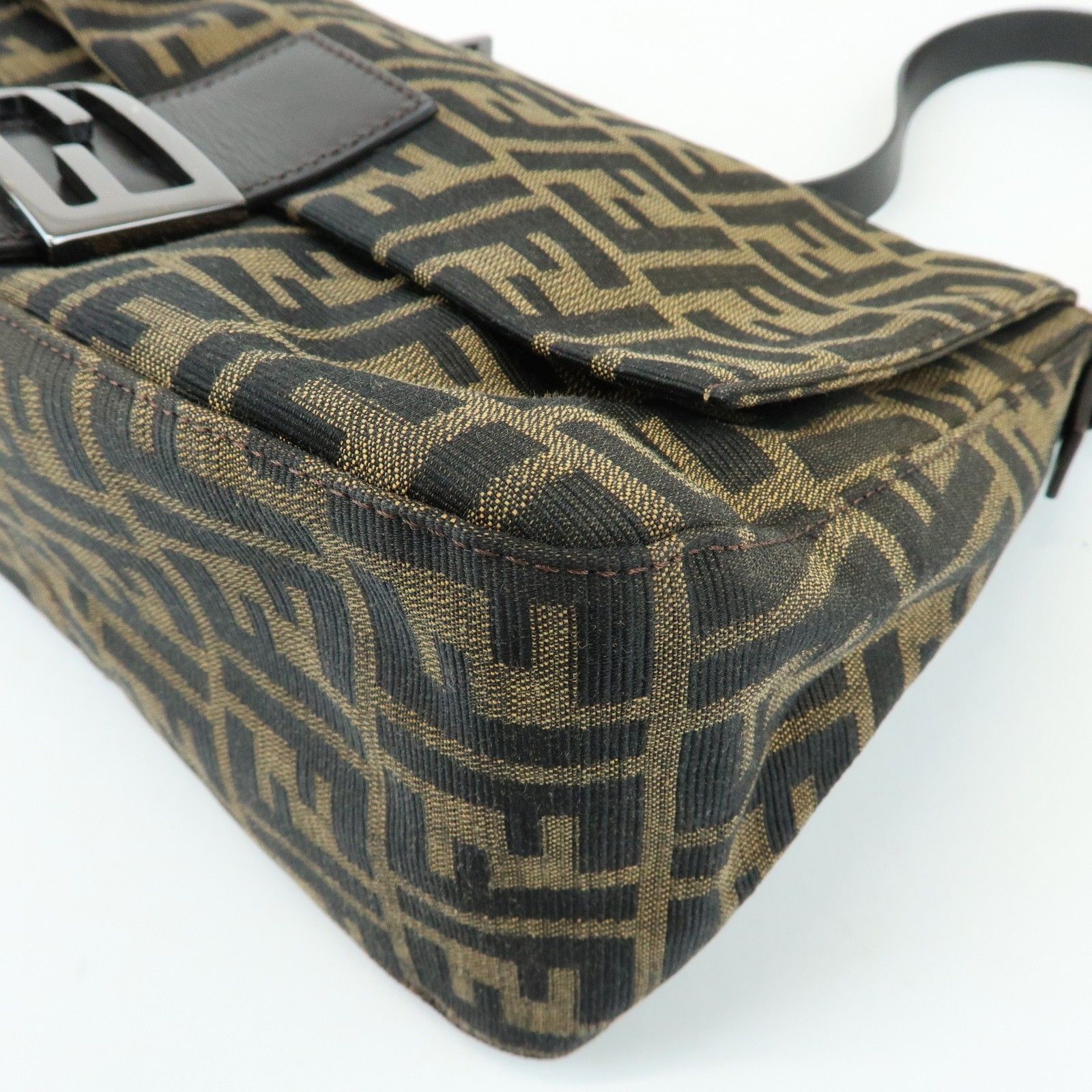 Mamma Baguette Zucca Canvas Leather Shoulder Bag Brown 8BR001 — view 11