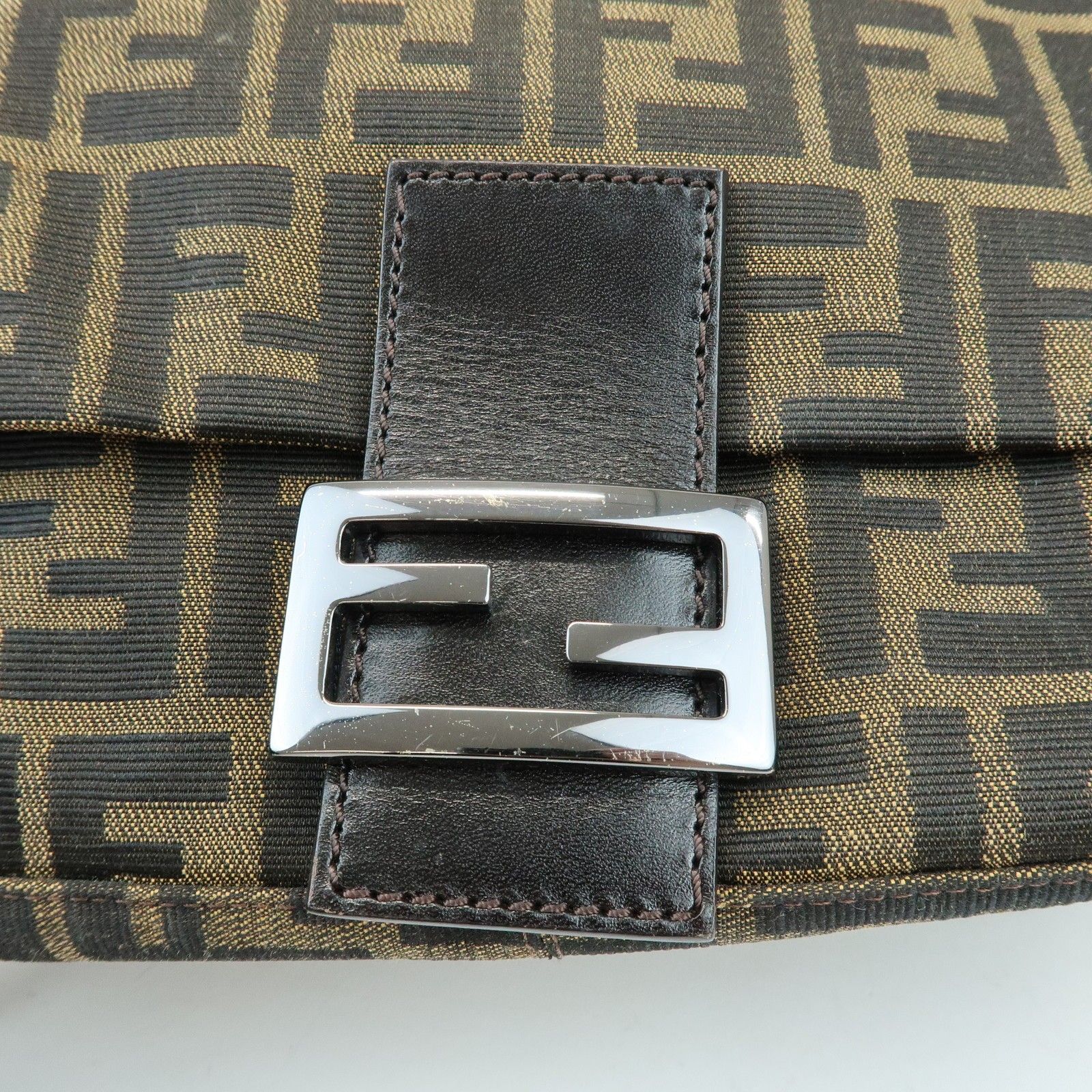 Mamma Baguette Zucca Canvas Leather Shoulder Bag Brown 8BR001 — view 14