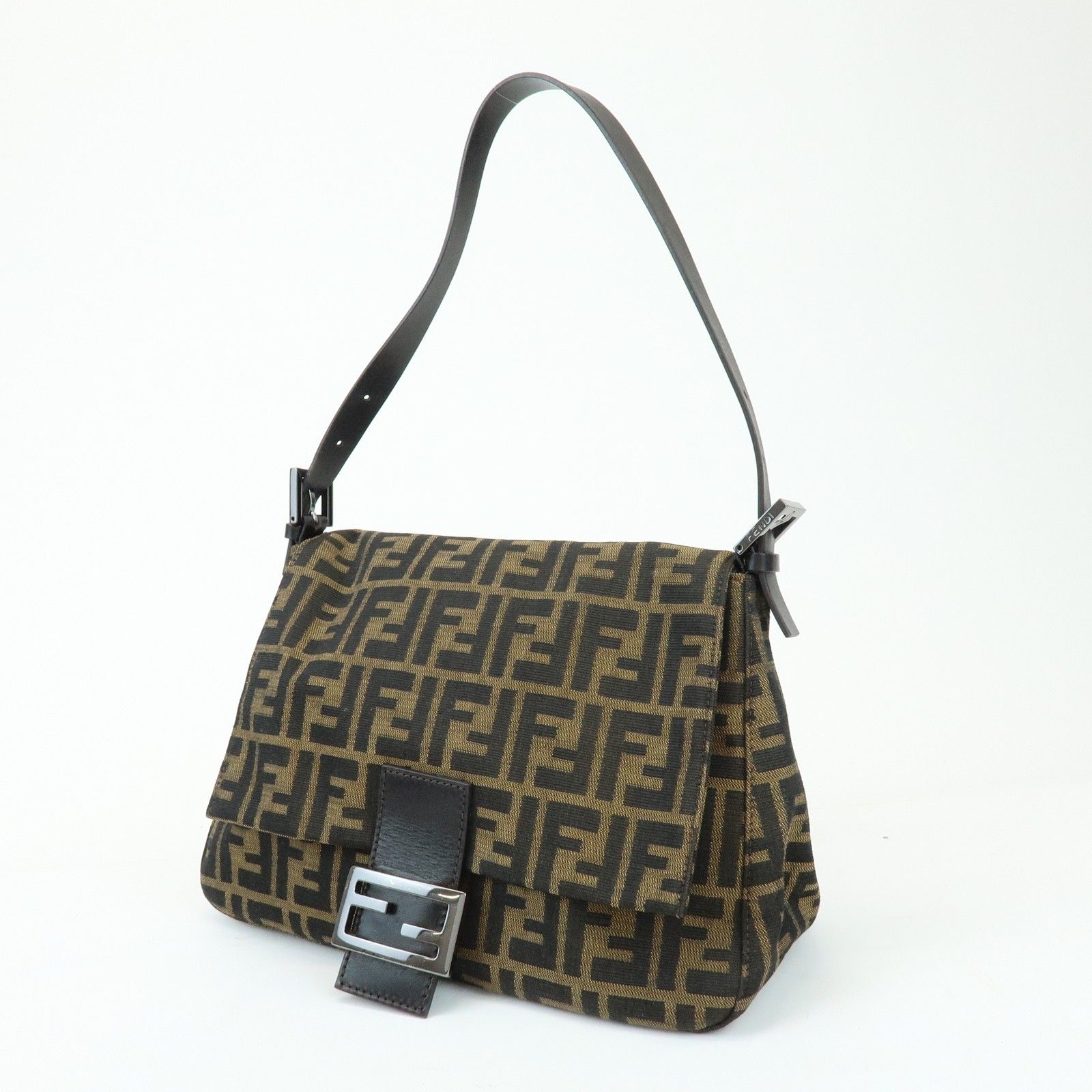 Mamma Baguette Zucca Canvas Leather Shoulder Bag Brown 8BR001 — view 3